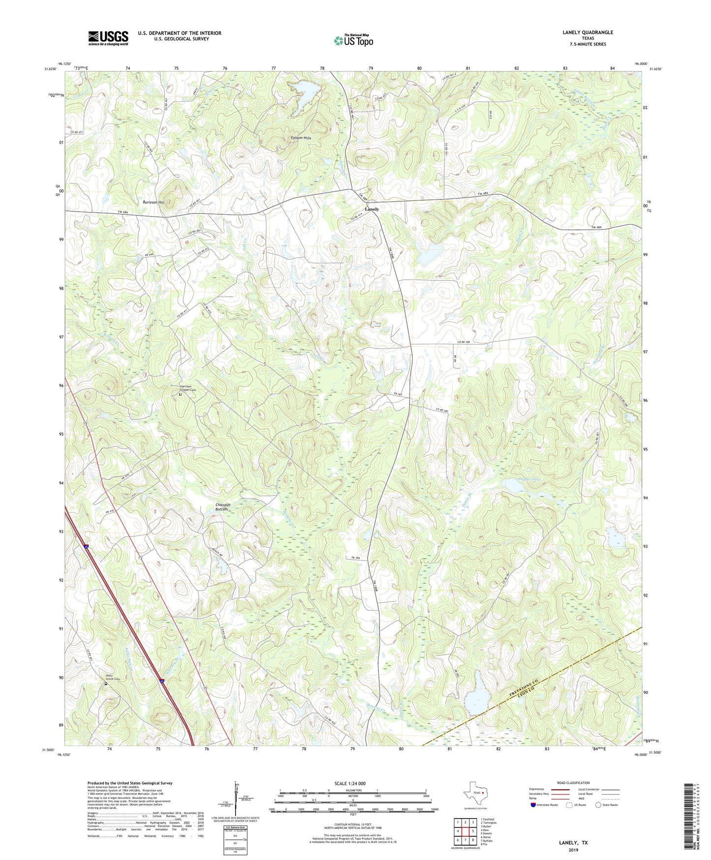 Lanely Texas US Topo Map Image