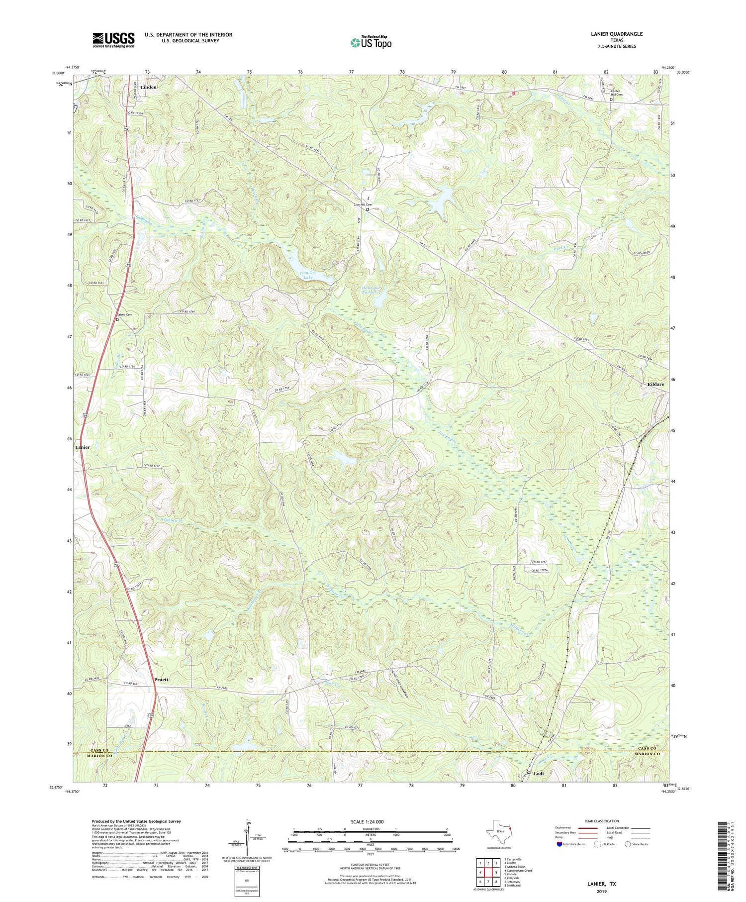 Lanier Texas US Topo Map Image