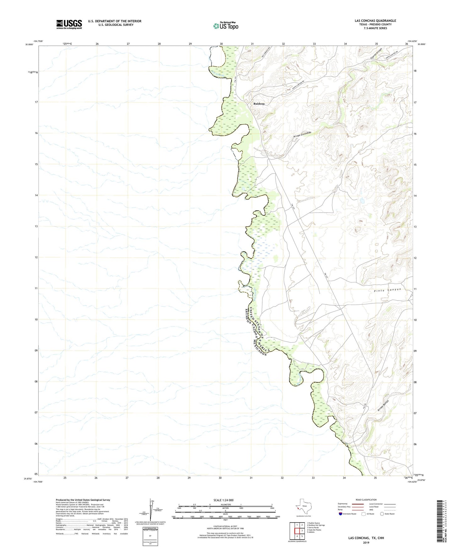 Las Conchas Texas US Topo Map Image