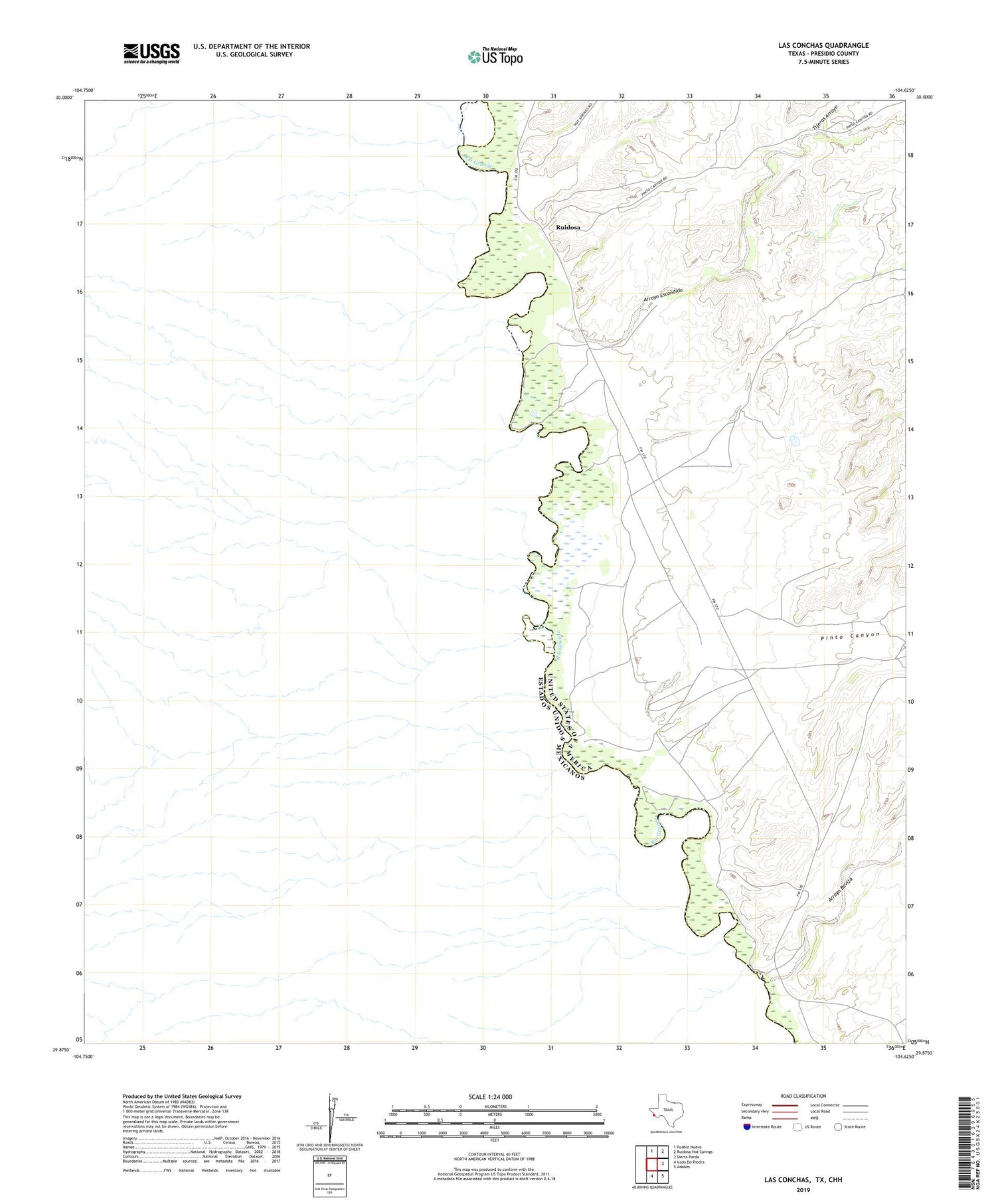 Las Conchas Texas US Topo Map Image