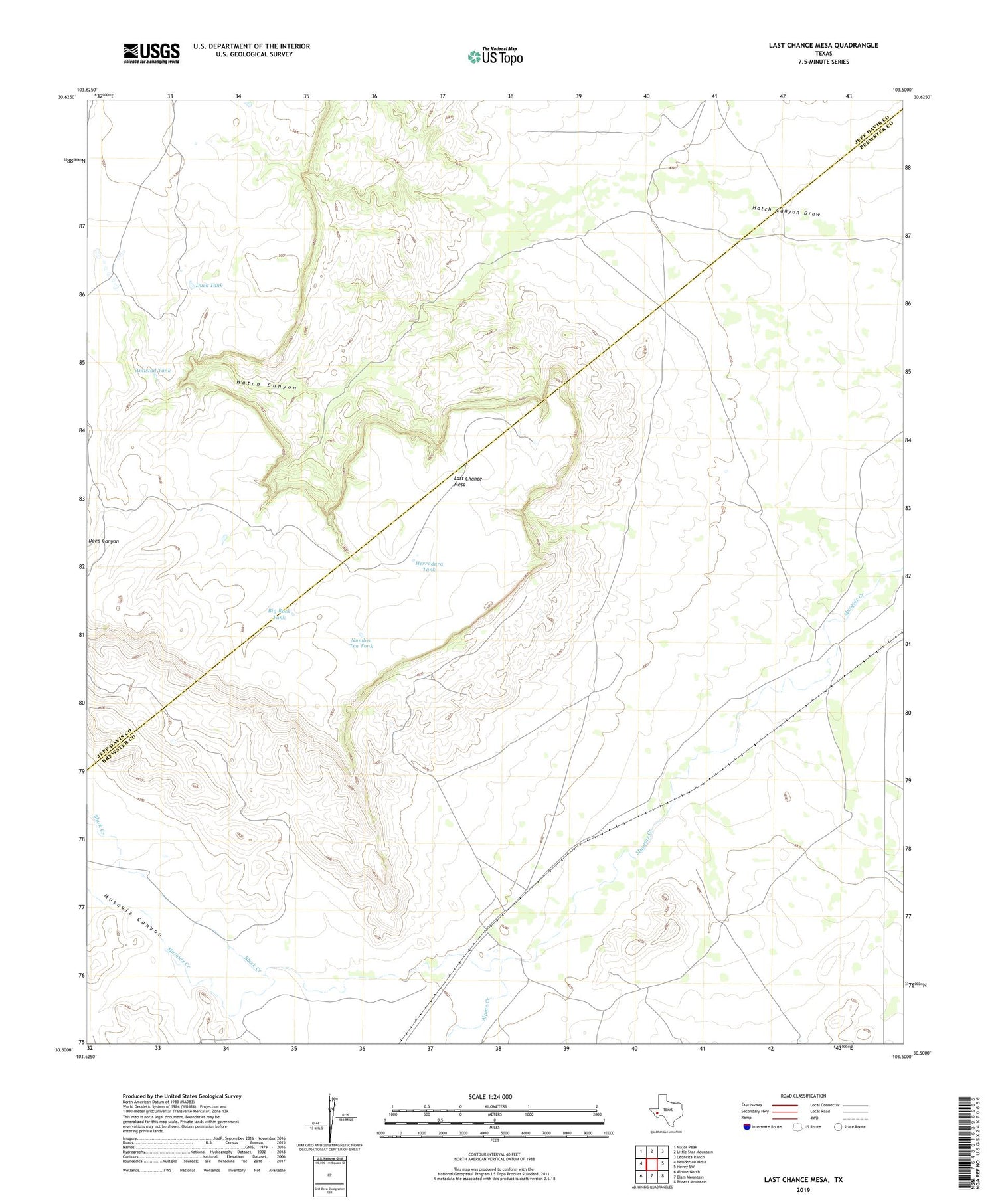 Last Chance Mesa Texas US Topo Map Image