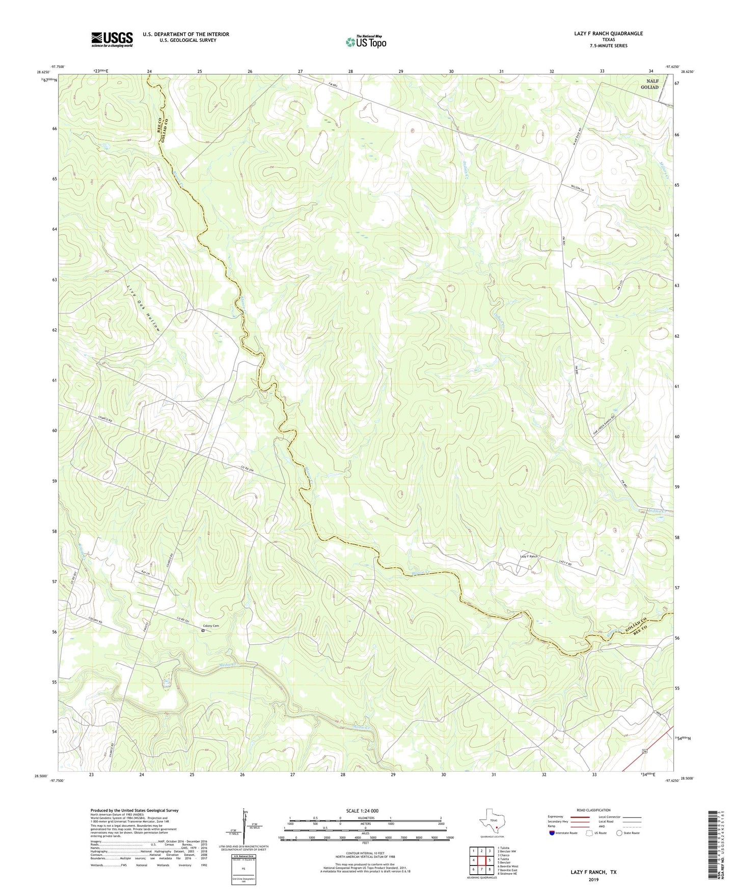 Lazy F Ranch Texas US Topo Map Image
