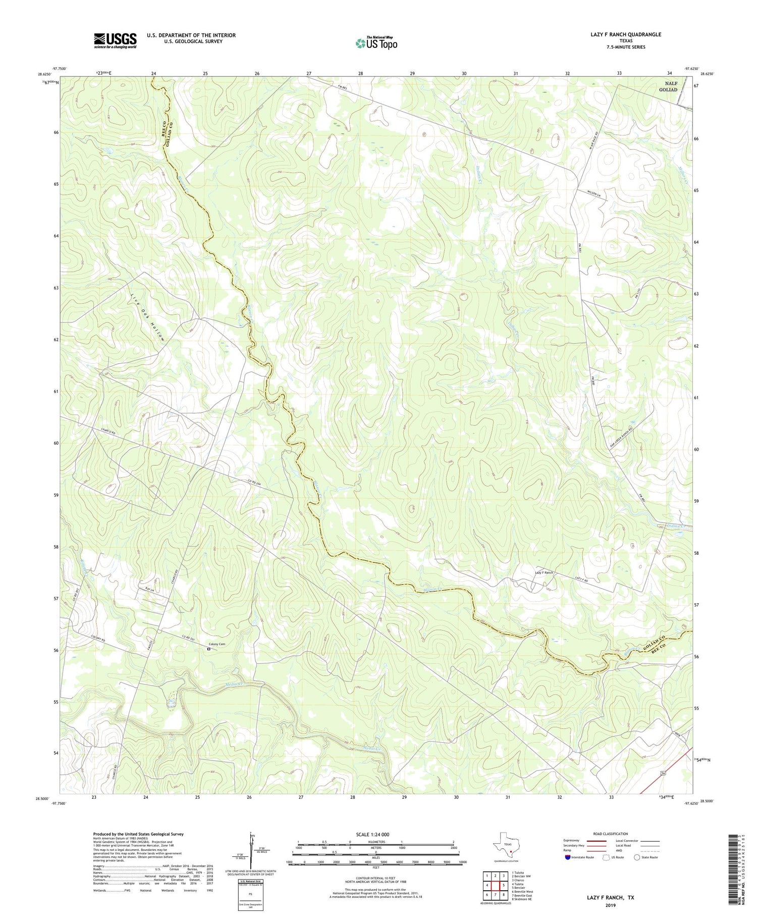 Lazy F Ranch Texas US Topo Map Image