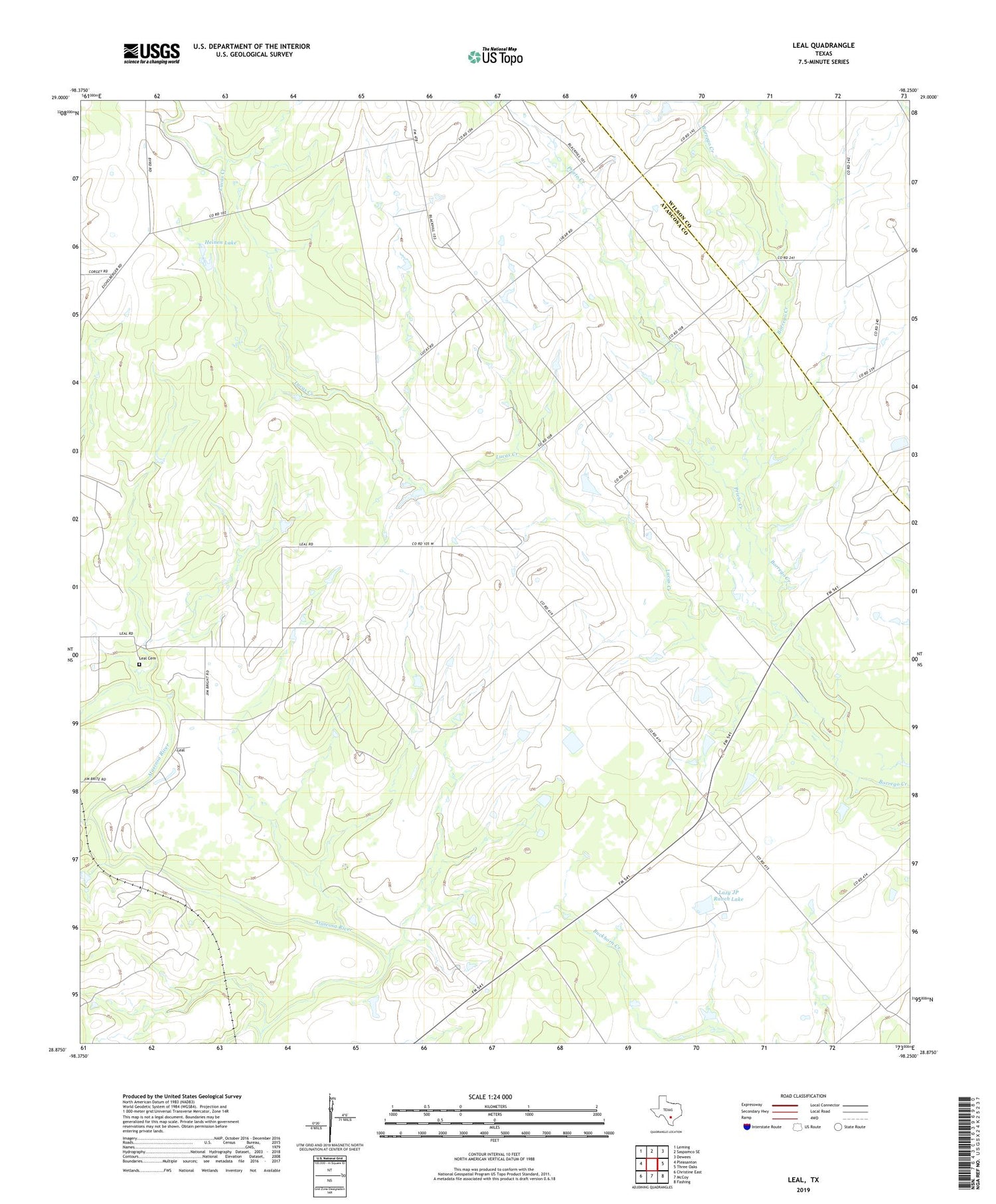 Leal Texas US Topo Map Image