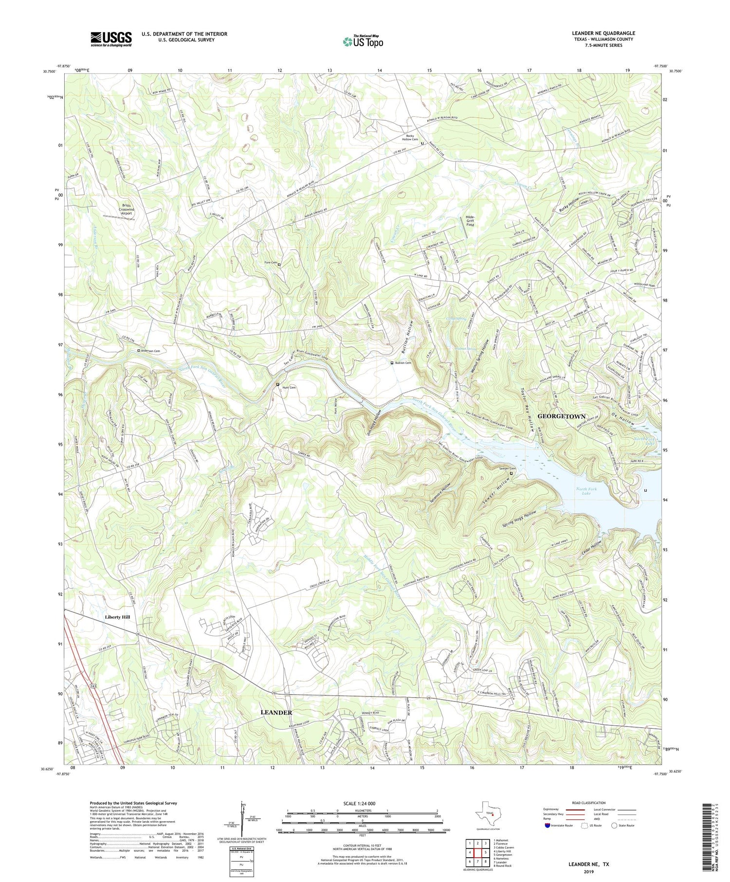 Leander NE Texas US Topo Map Image