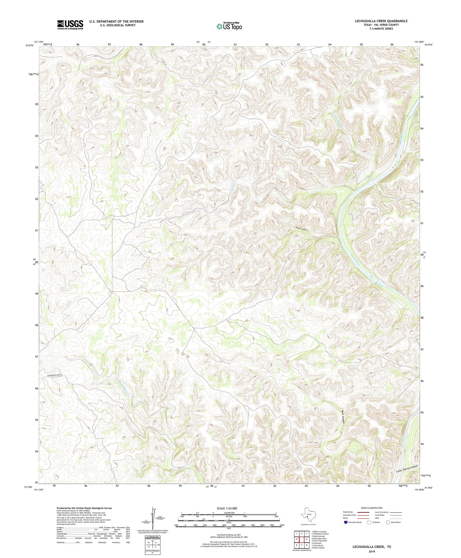 Lechuguilla Creek Texas US Topo Map Image
