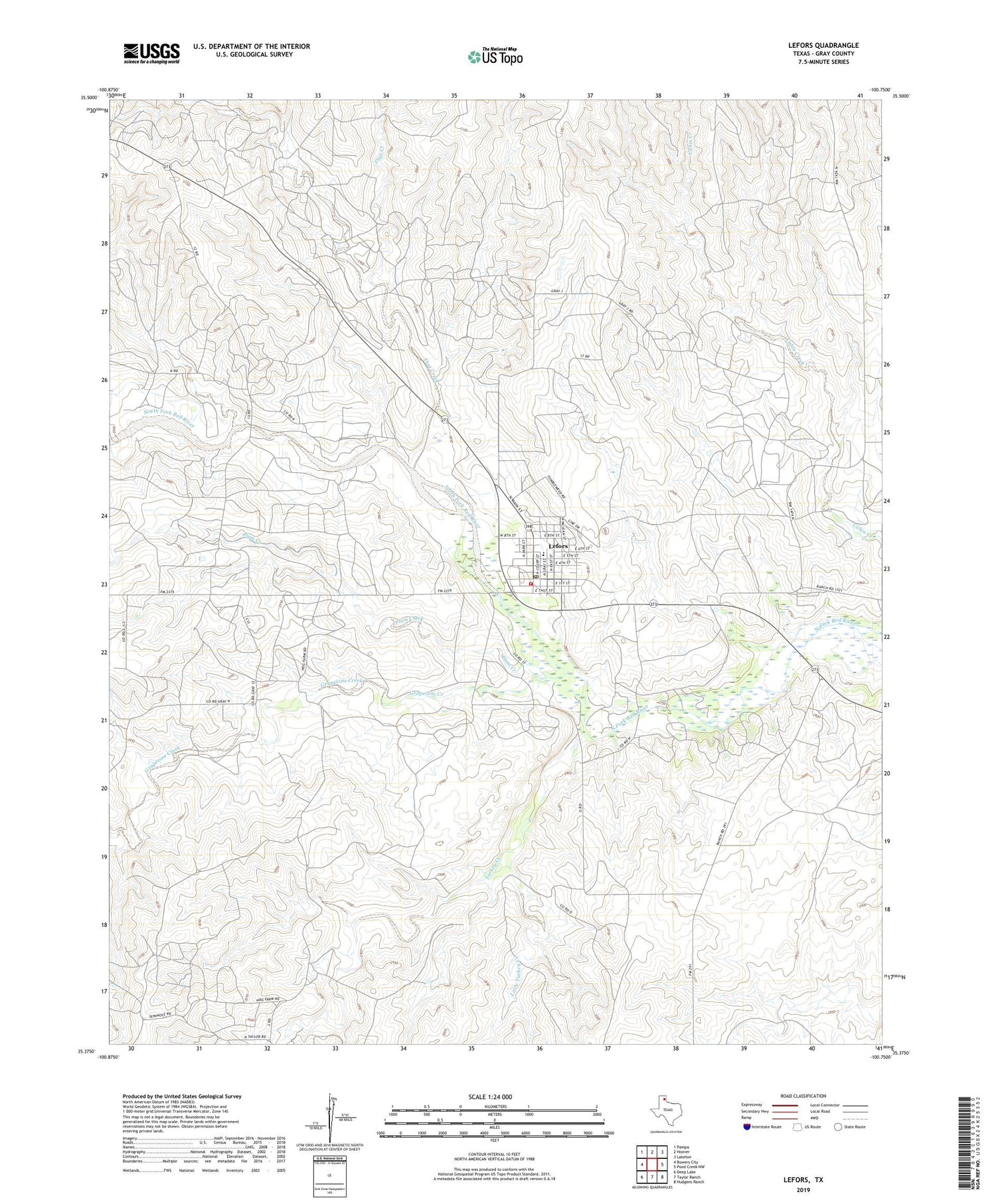 Lefors Texas US Topo Map Image
