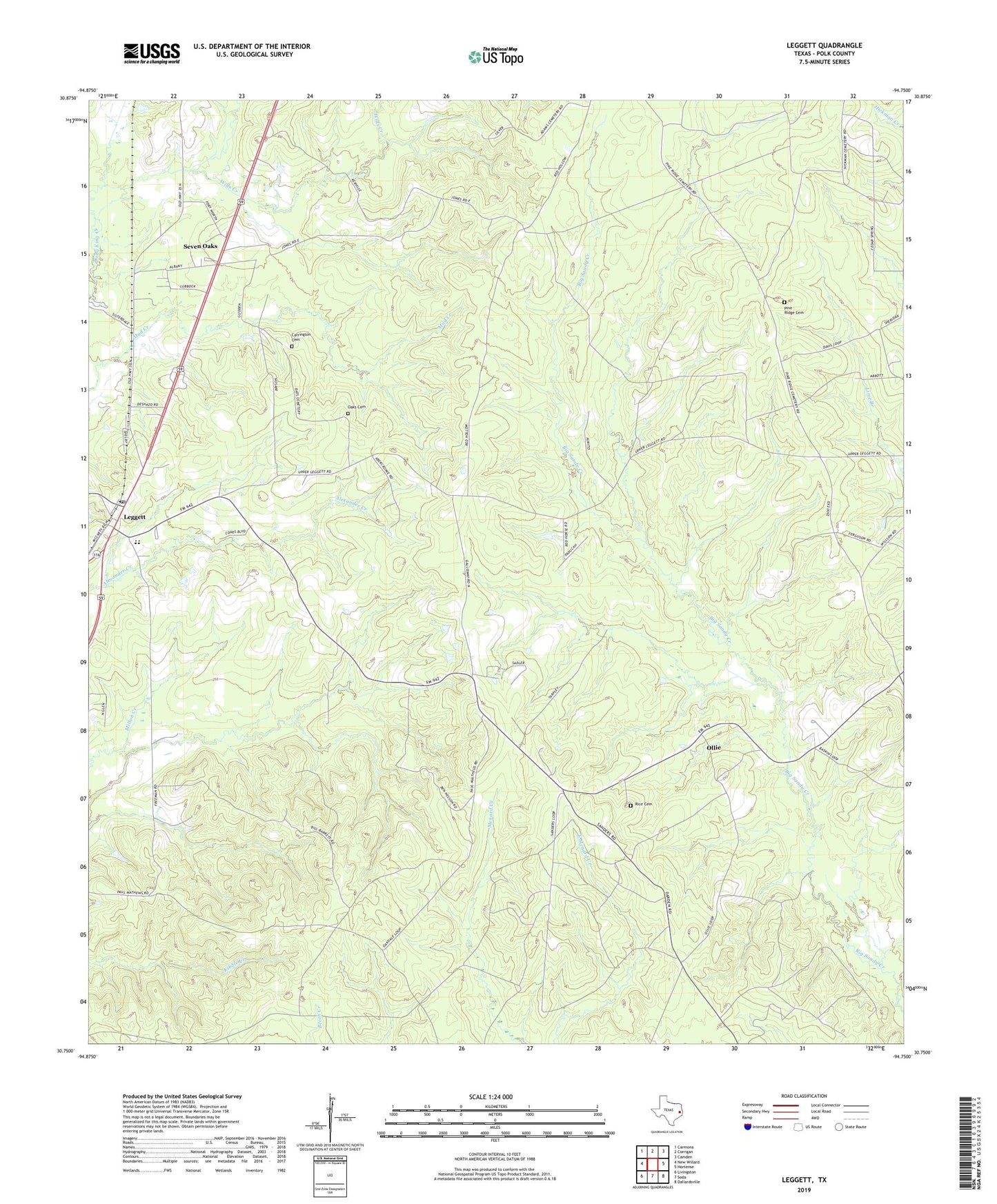 Leggett Texas US Topo Map Image