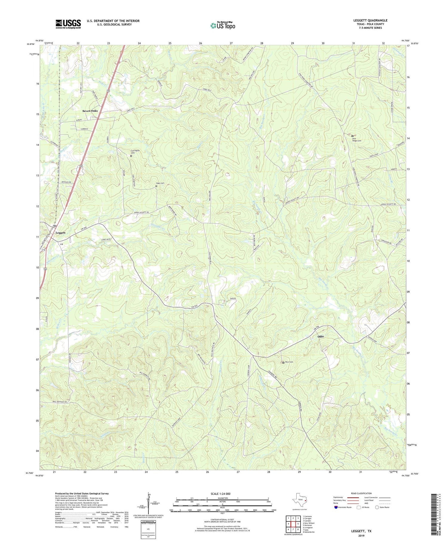Leggett Texas US Topo Map Image