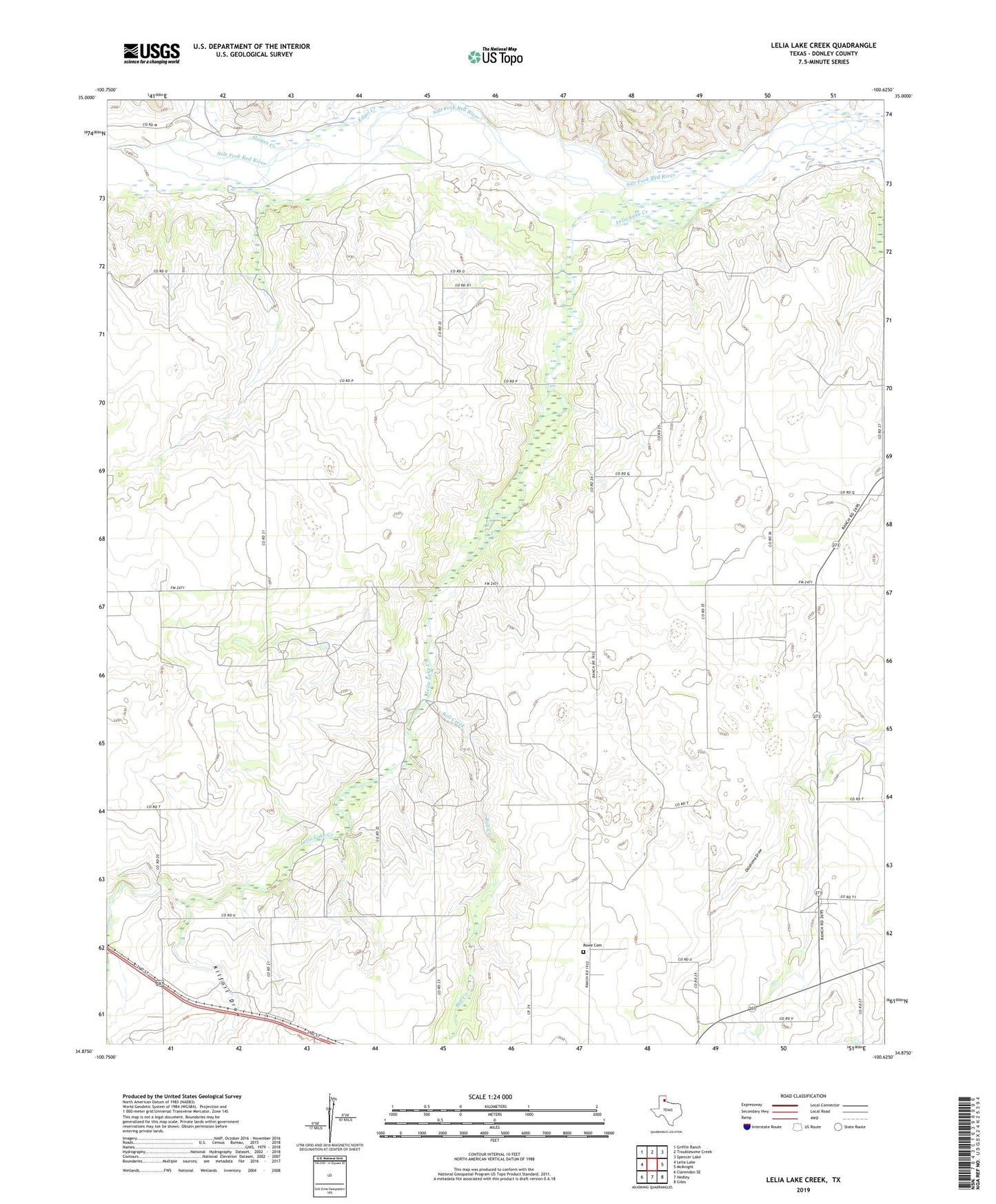 Lelia Lake Creek Texas US Topo Map Image