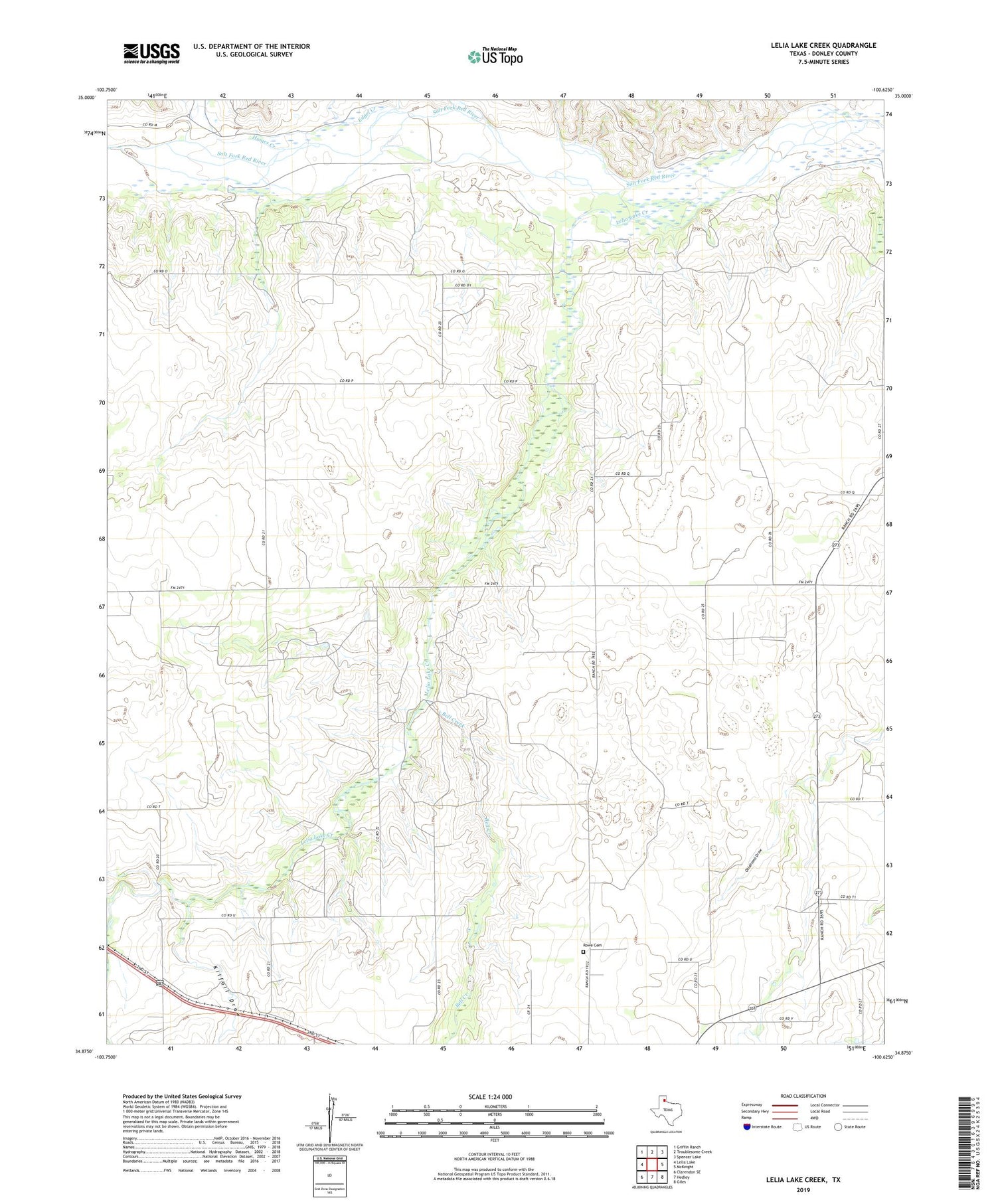 Lelia Lake Creek Texas US Topo Map Image