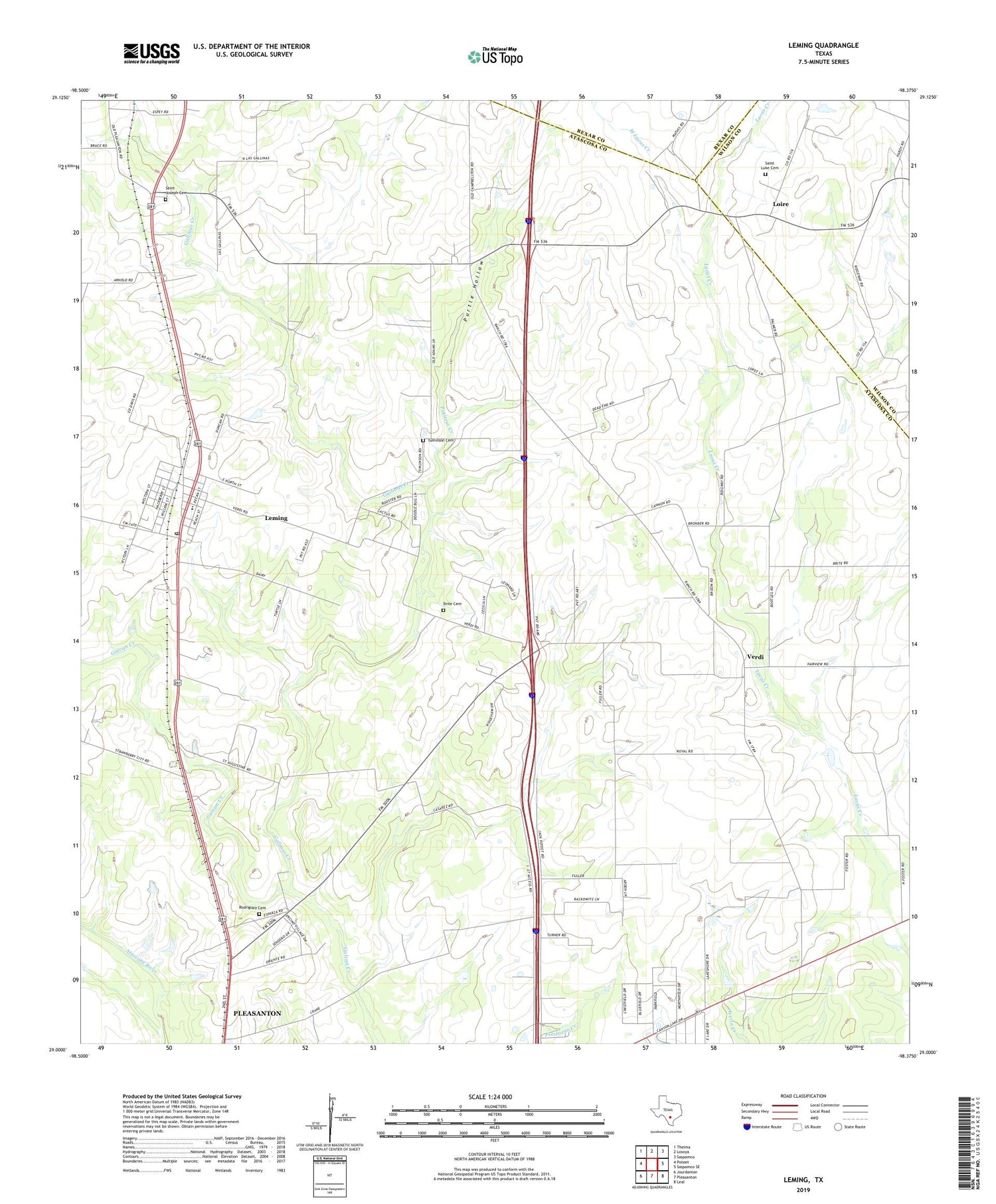 Leming Texas US Topo Map Image