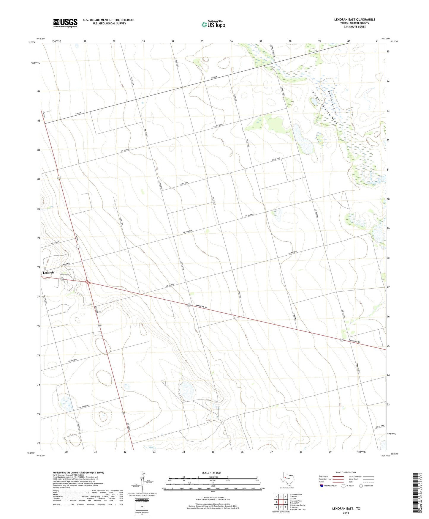 Lenorah East Texas US Topo Map Image