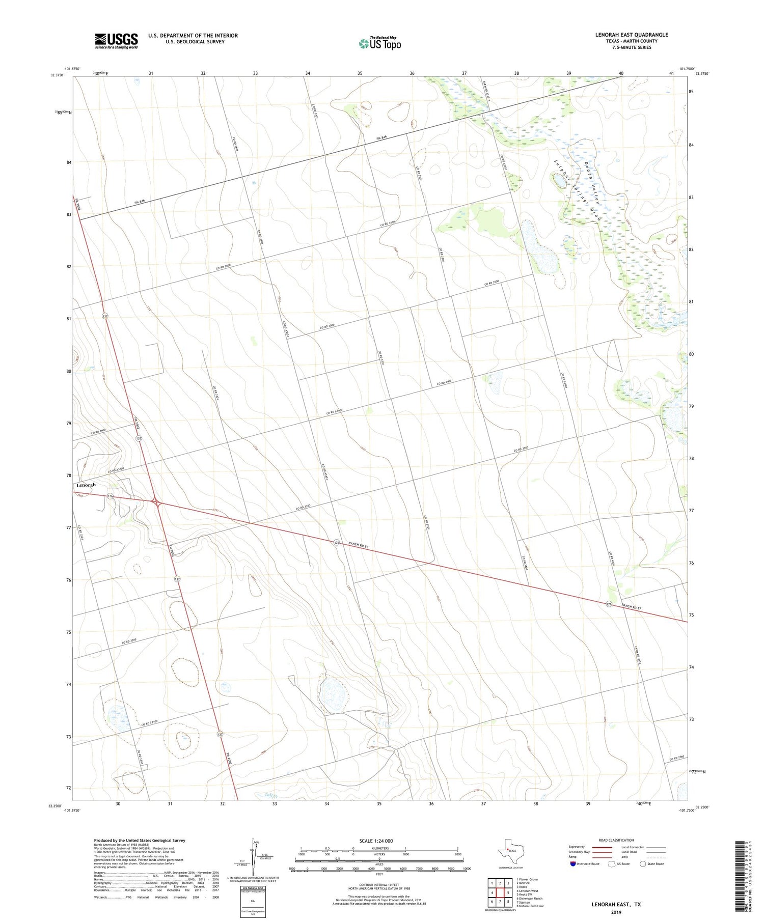 Lenorah East Texas US Topo Map Image