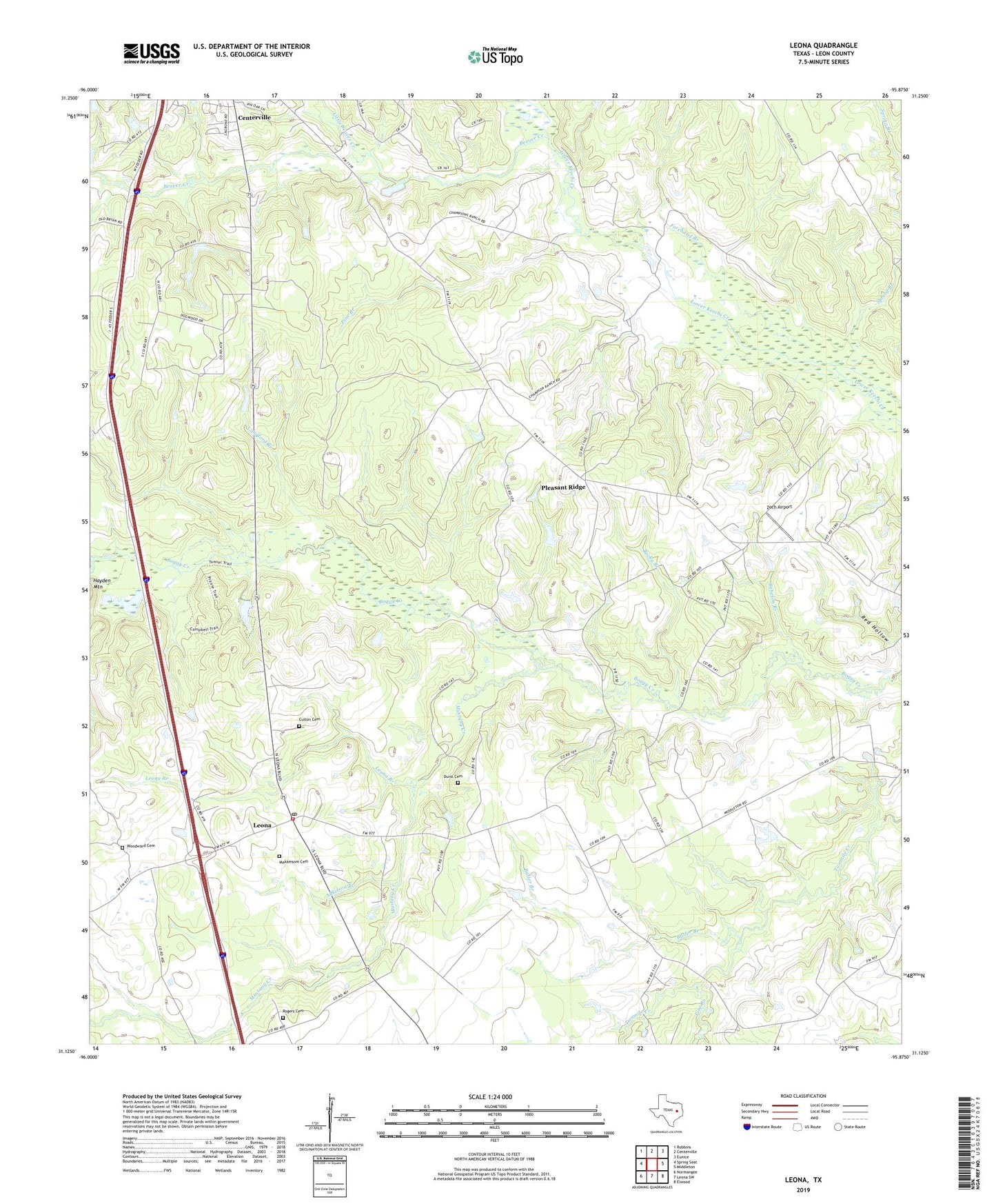 Leona Texas US Topo Map Image