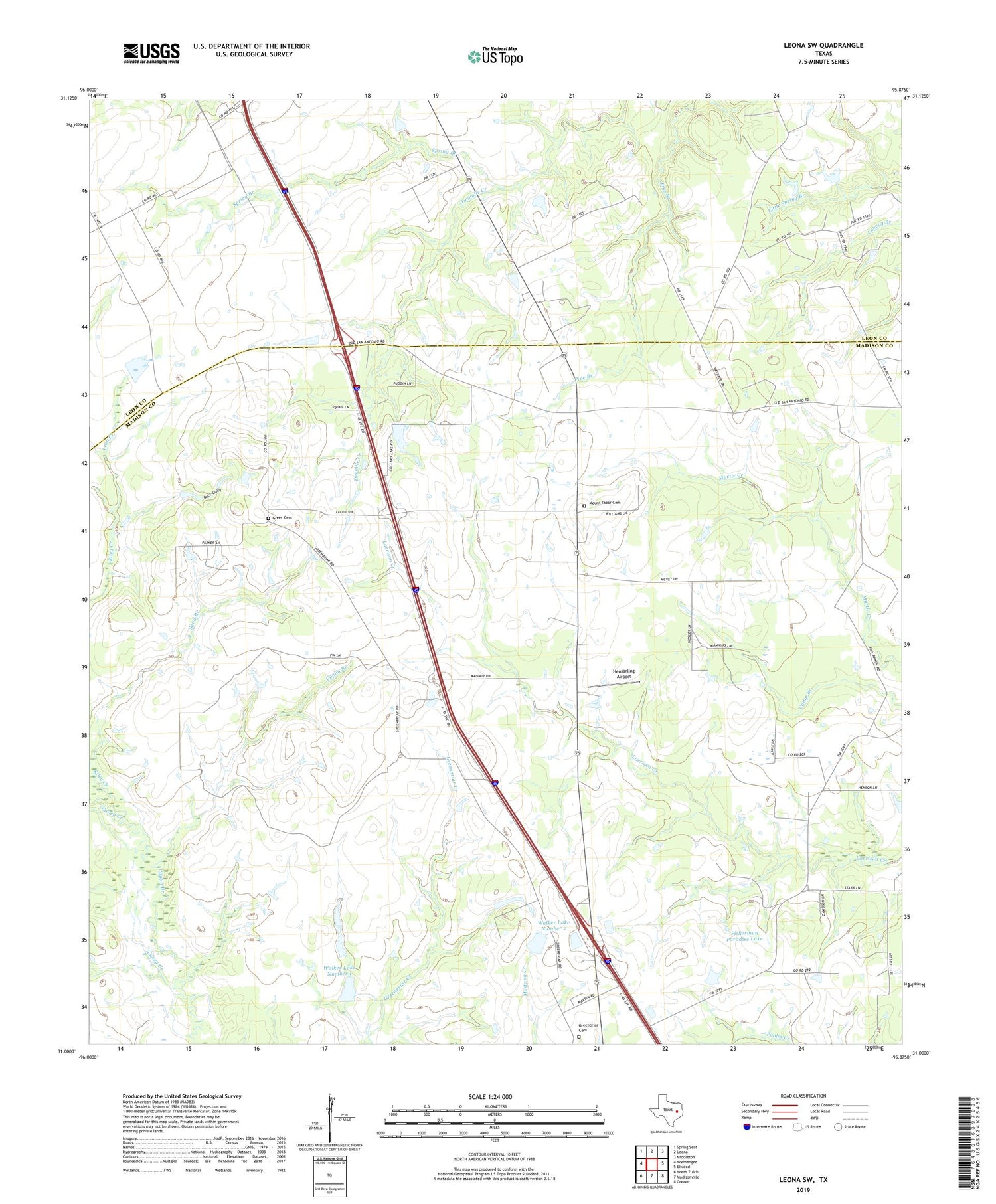 Leona SW Texas US Topo Map Image