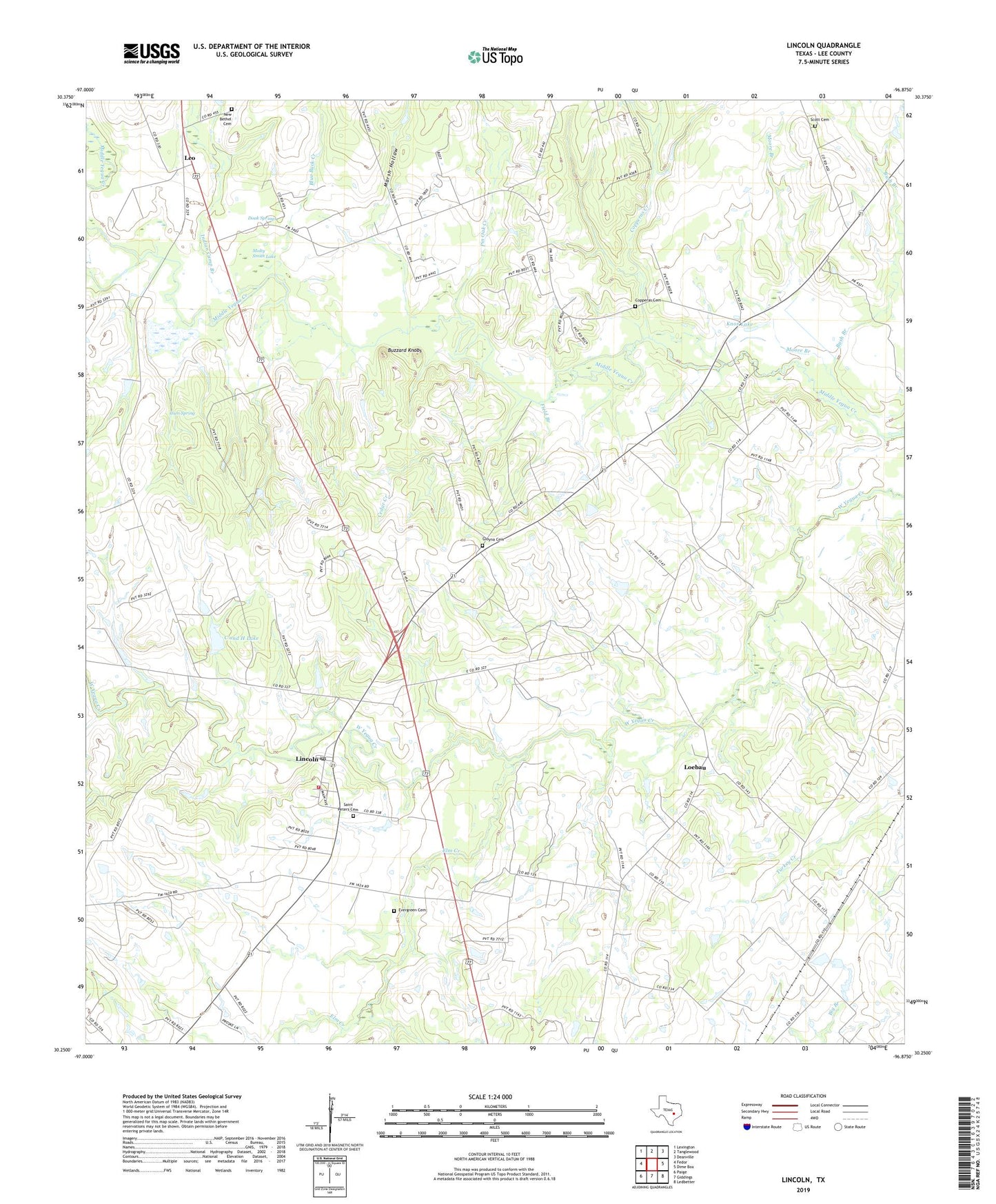 Lincoln Texas US Topo Map Image
