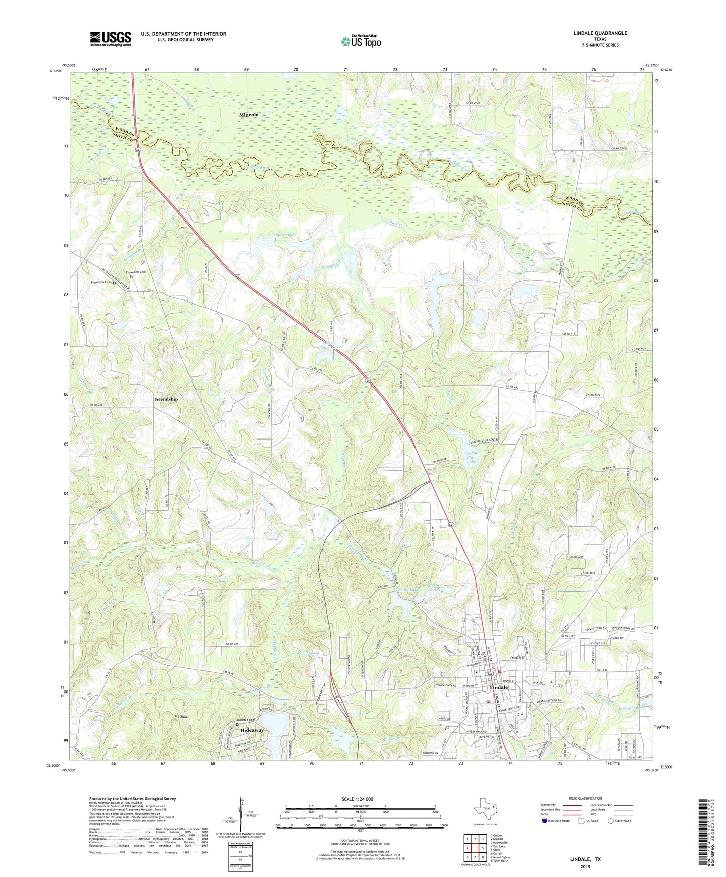Lindale Texas US Topo Map Image