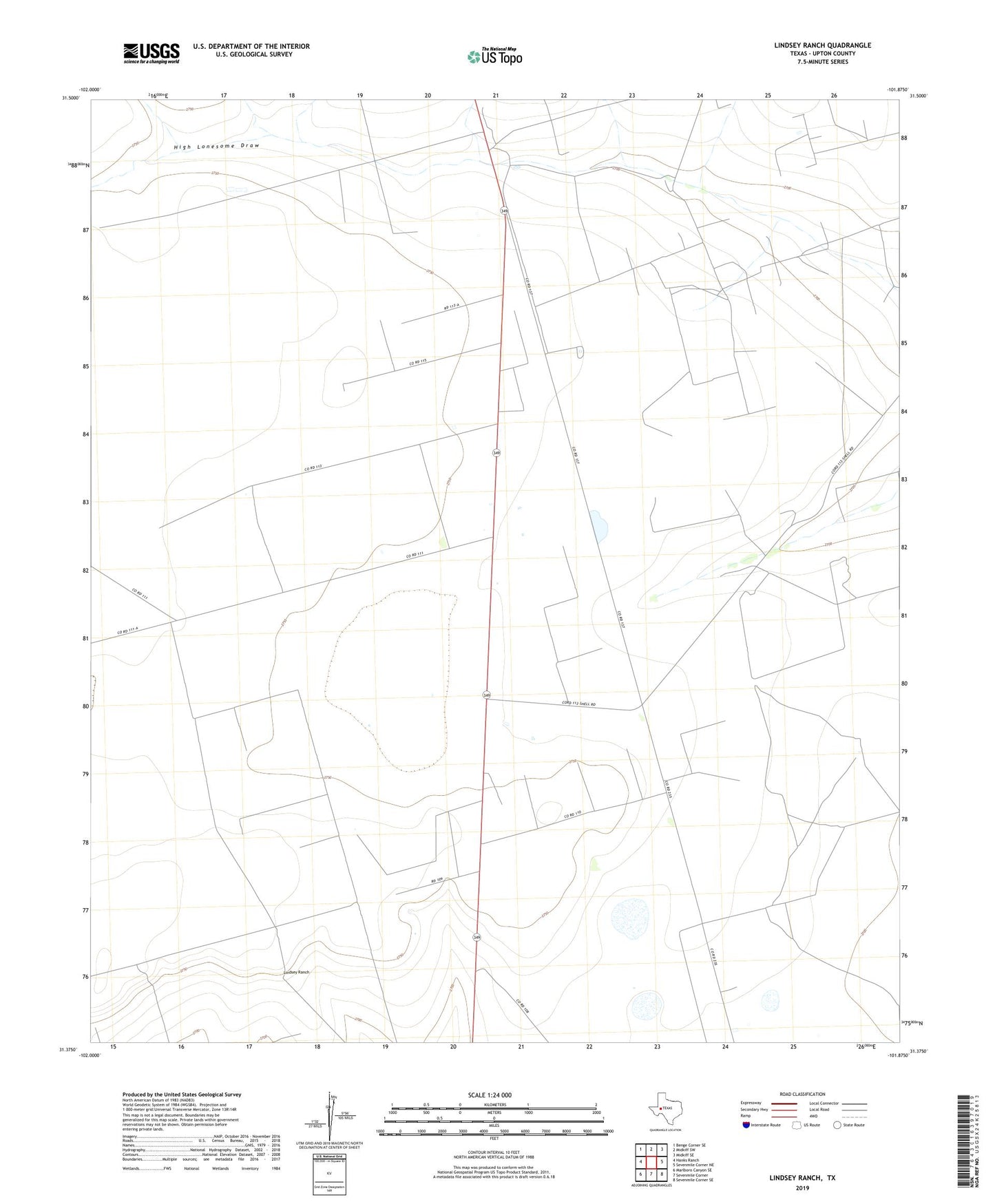 Lindsey Ranch Texas US Topo Map Image