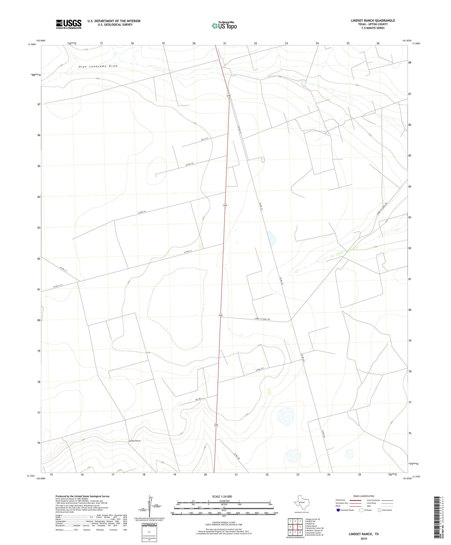 Lindsey Ranch Texas US Topo Map Image