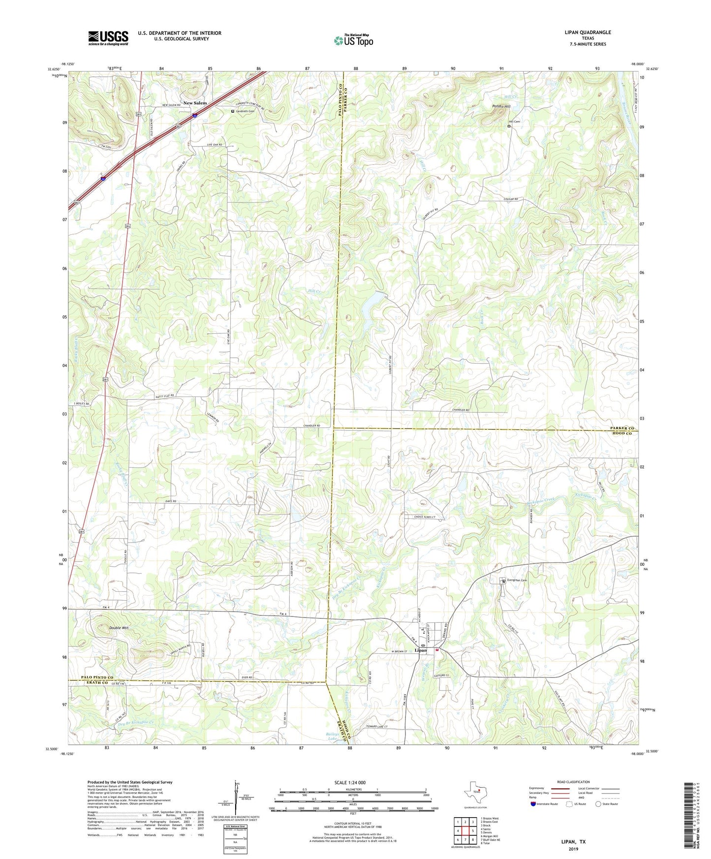 Lipan Texas US Topo Map Image