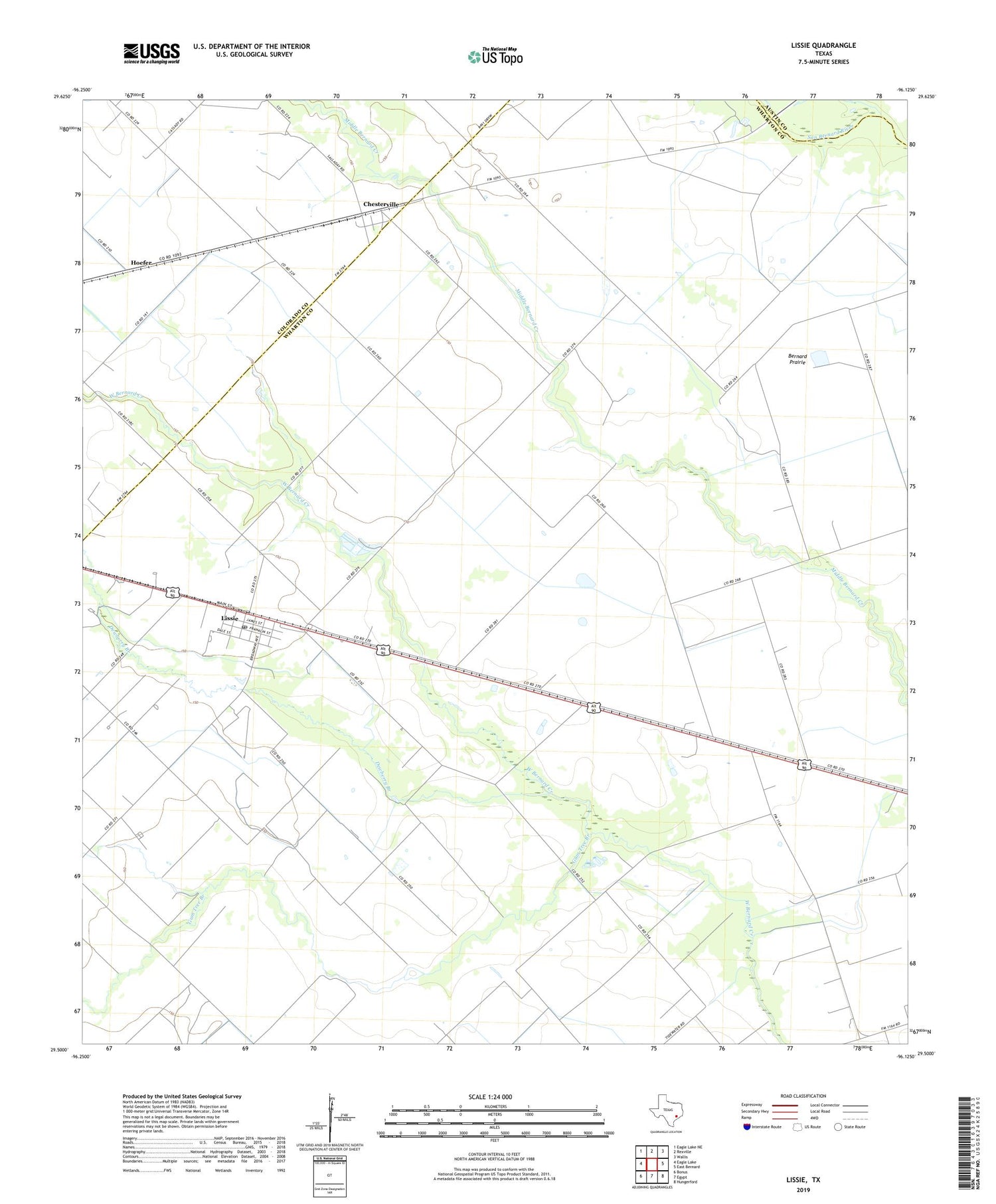 Lissie Texas US Topo Map Image