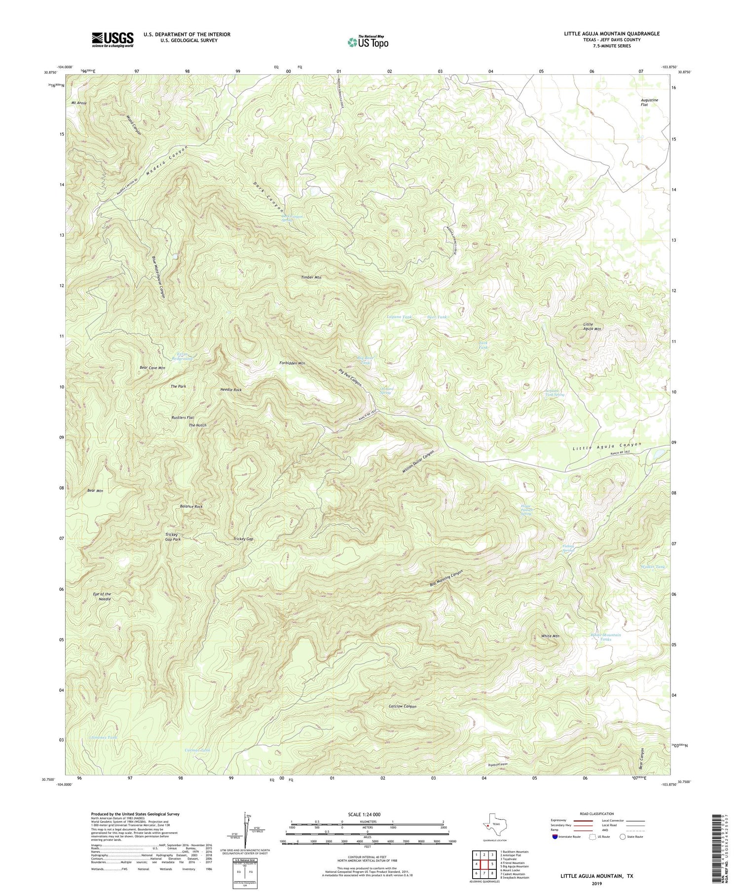 Little Aguja Mountain Texas US Topo Map Image
