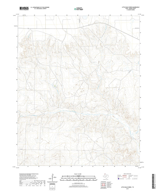 Little Blue Creek Texas US Topo Map Image