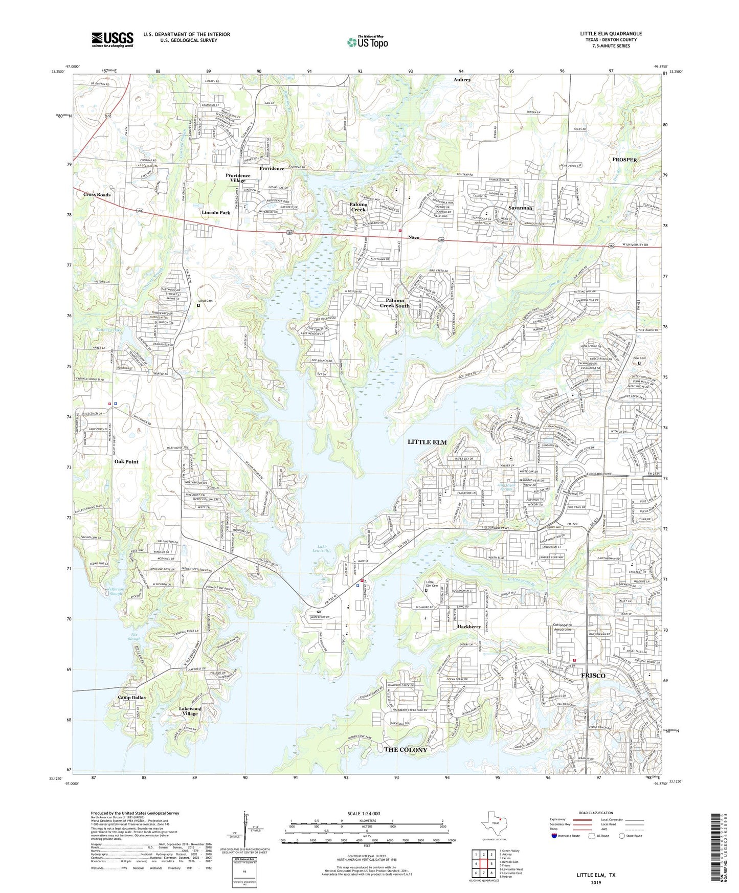 Little Elm Texas US Topo Map Image