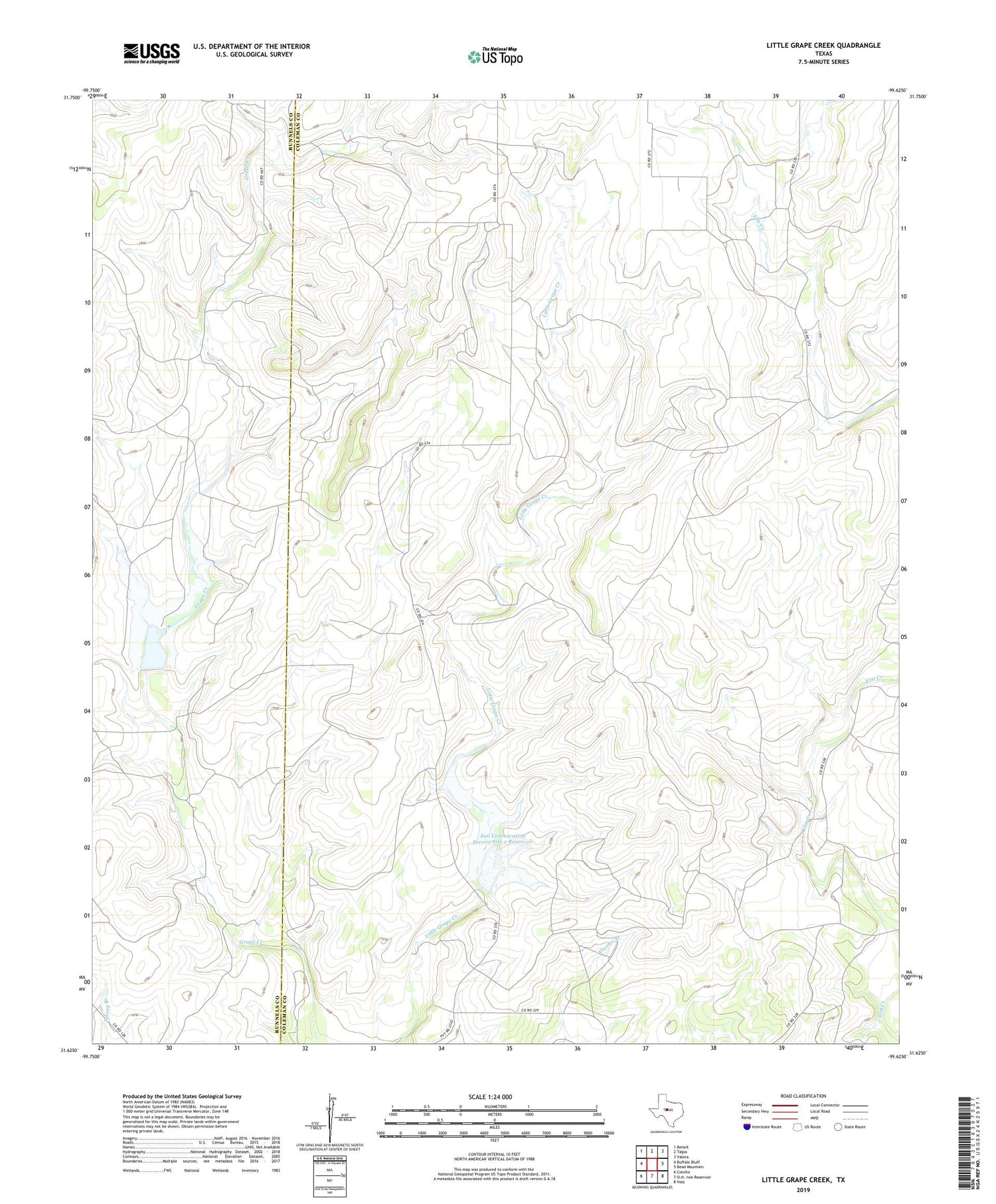 Little Grape Creek Texas US Topo Map Image
