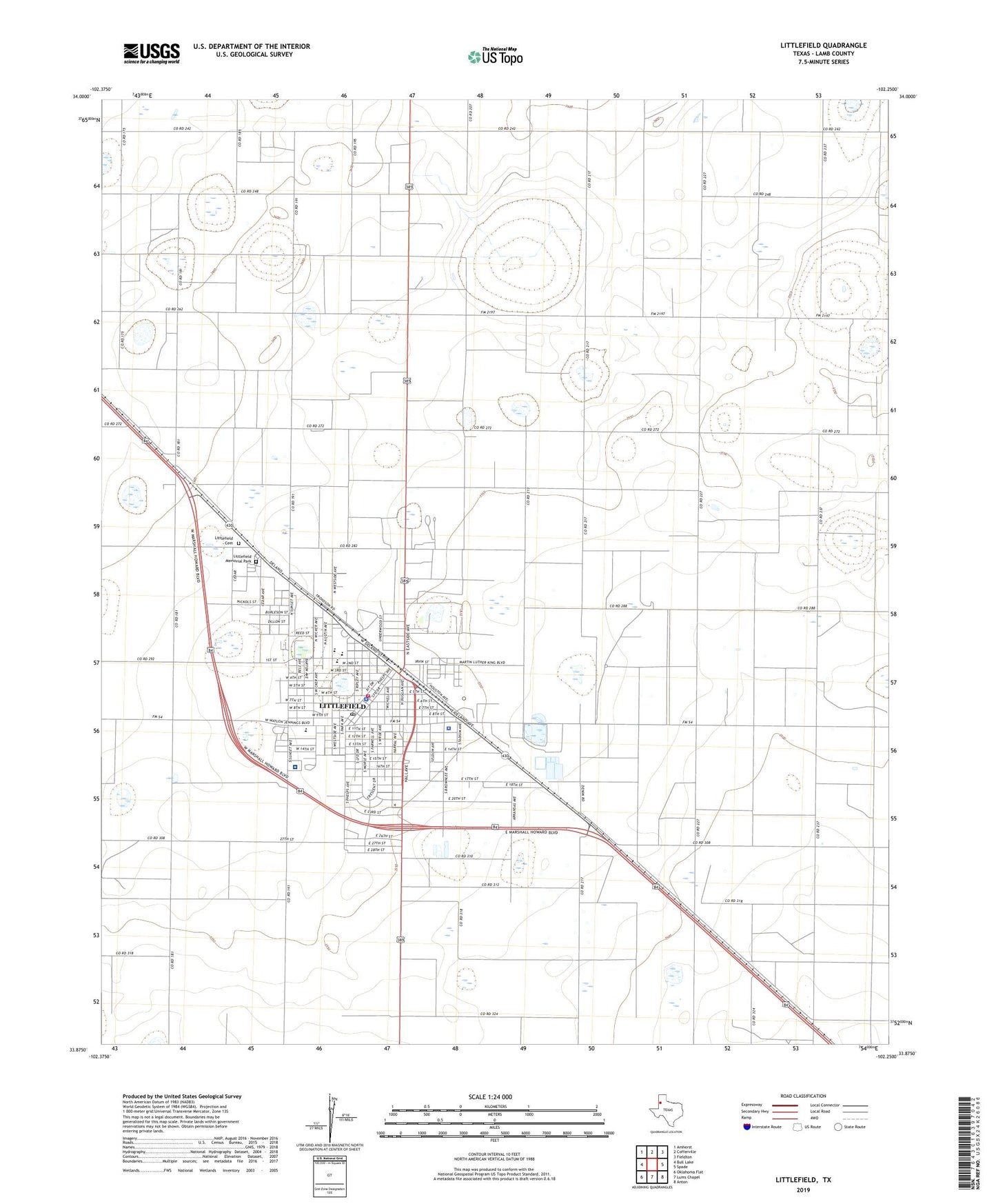 Littlefield Texas US Topo Map Image