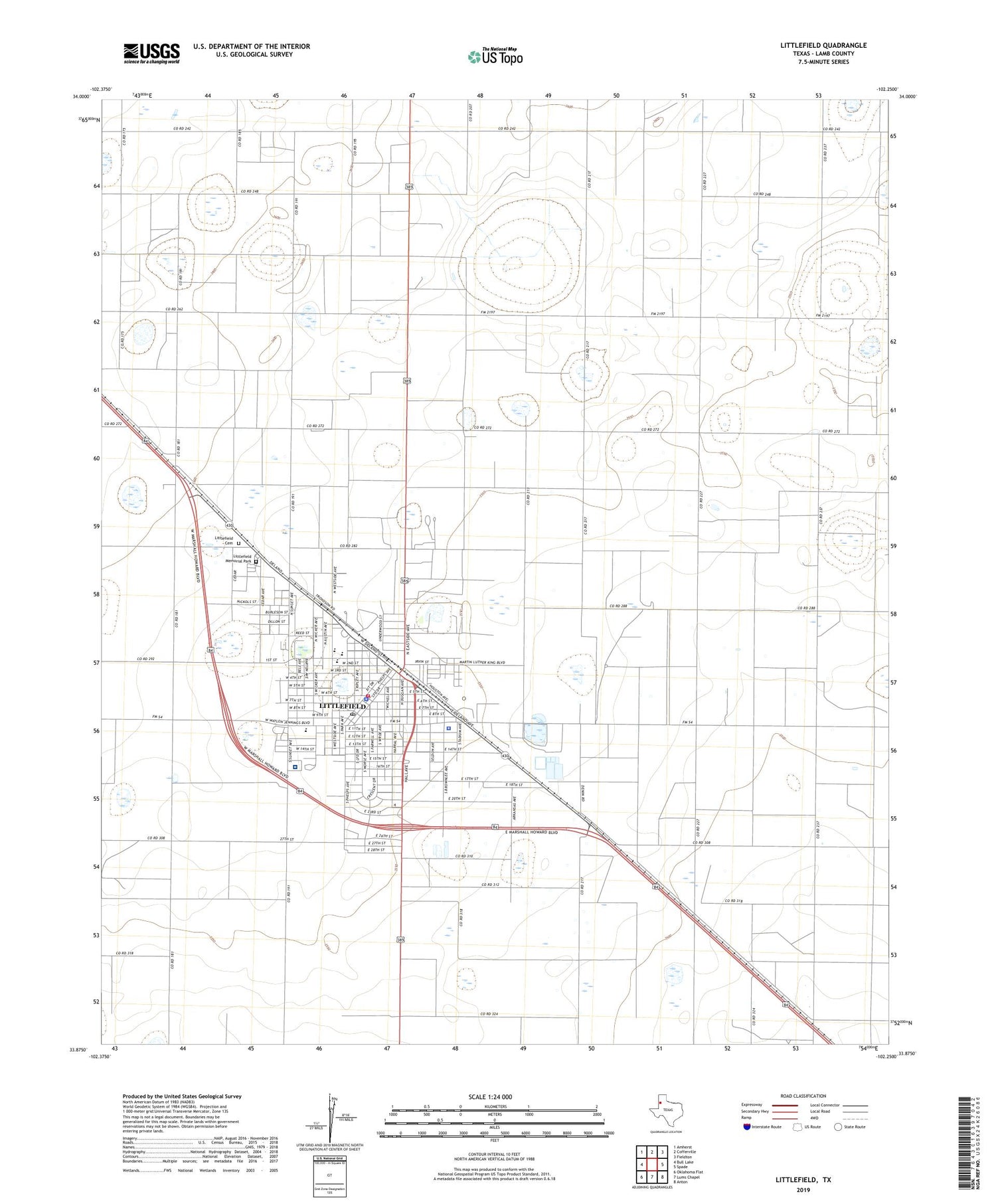 Littlefield Texas US Topo Map Image