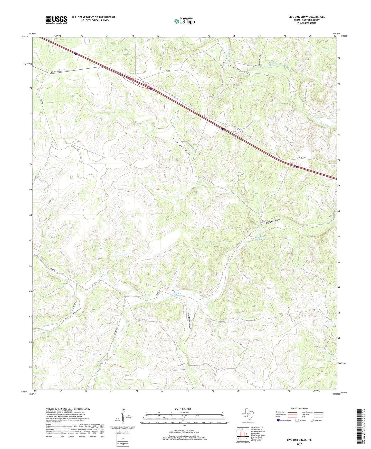 Live Oak Draw Texas US Topo Map Image