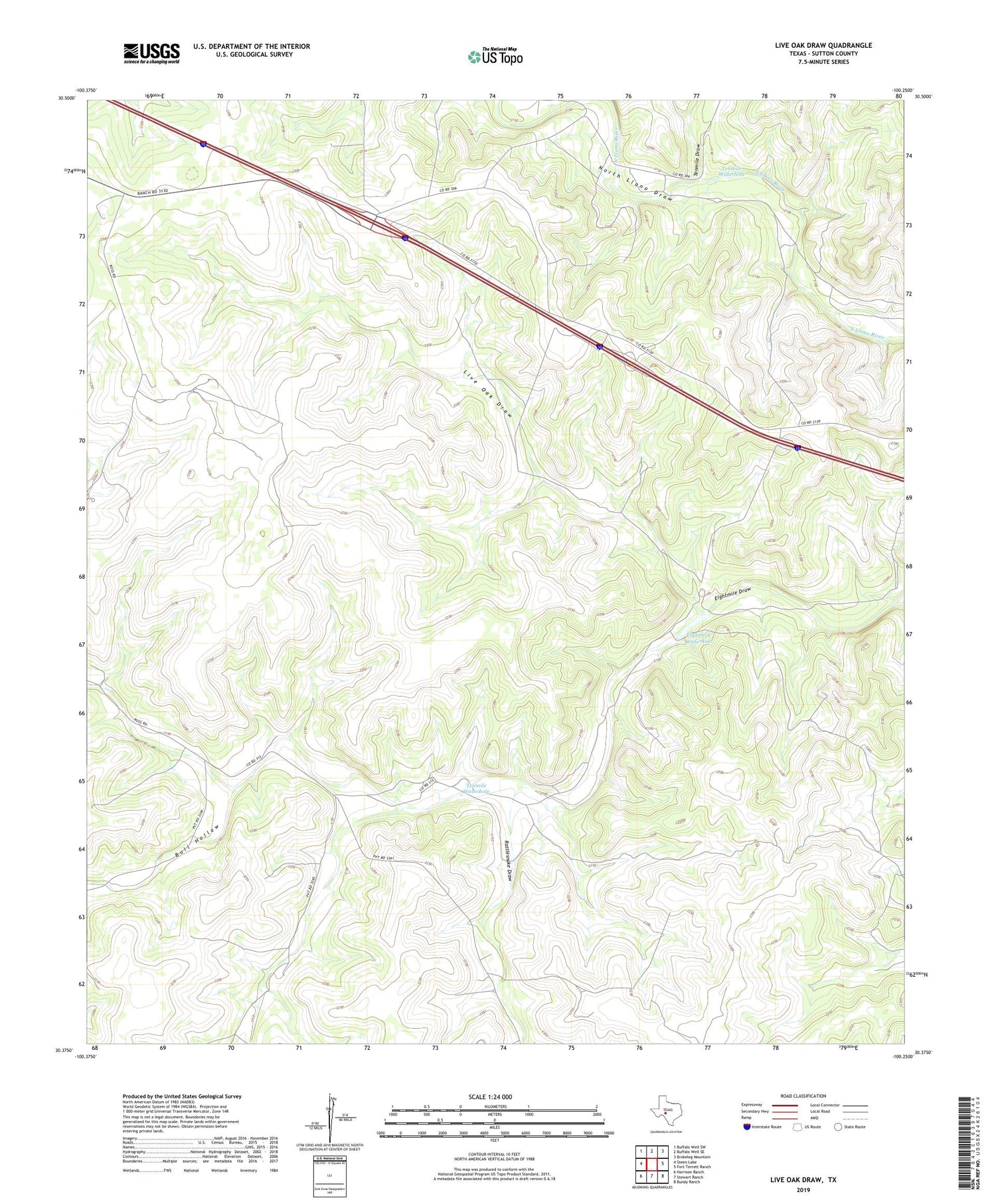 Live Oak Draw Texas US Topo Map Image