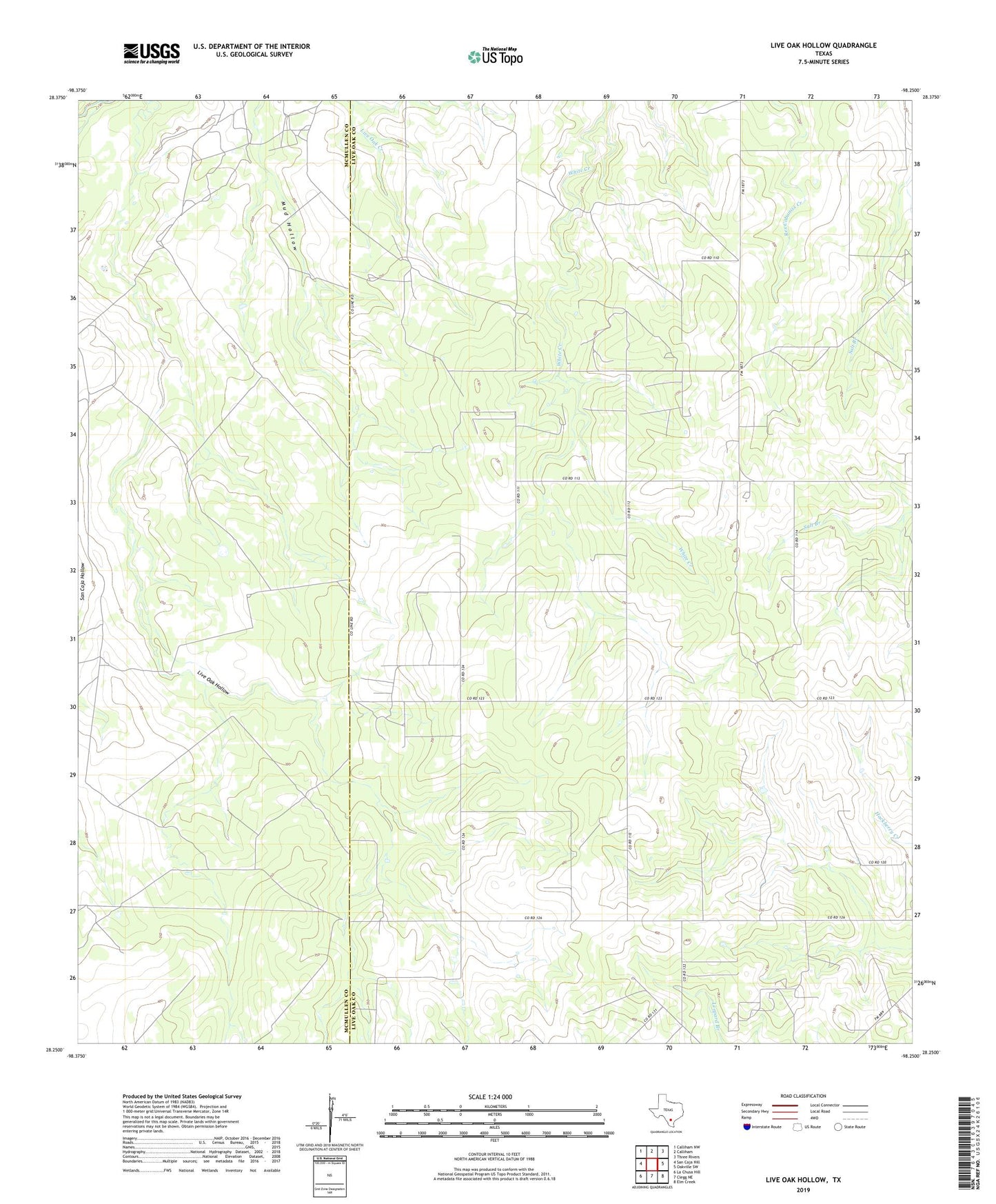 Live Oak Hollow Texas US Topo Map Image