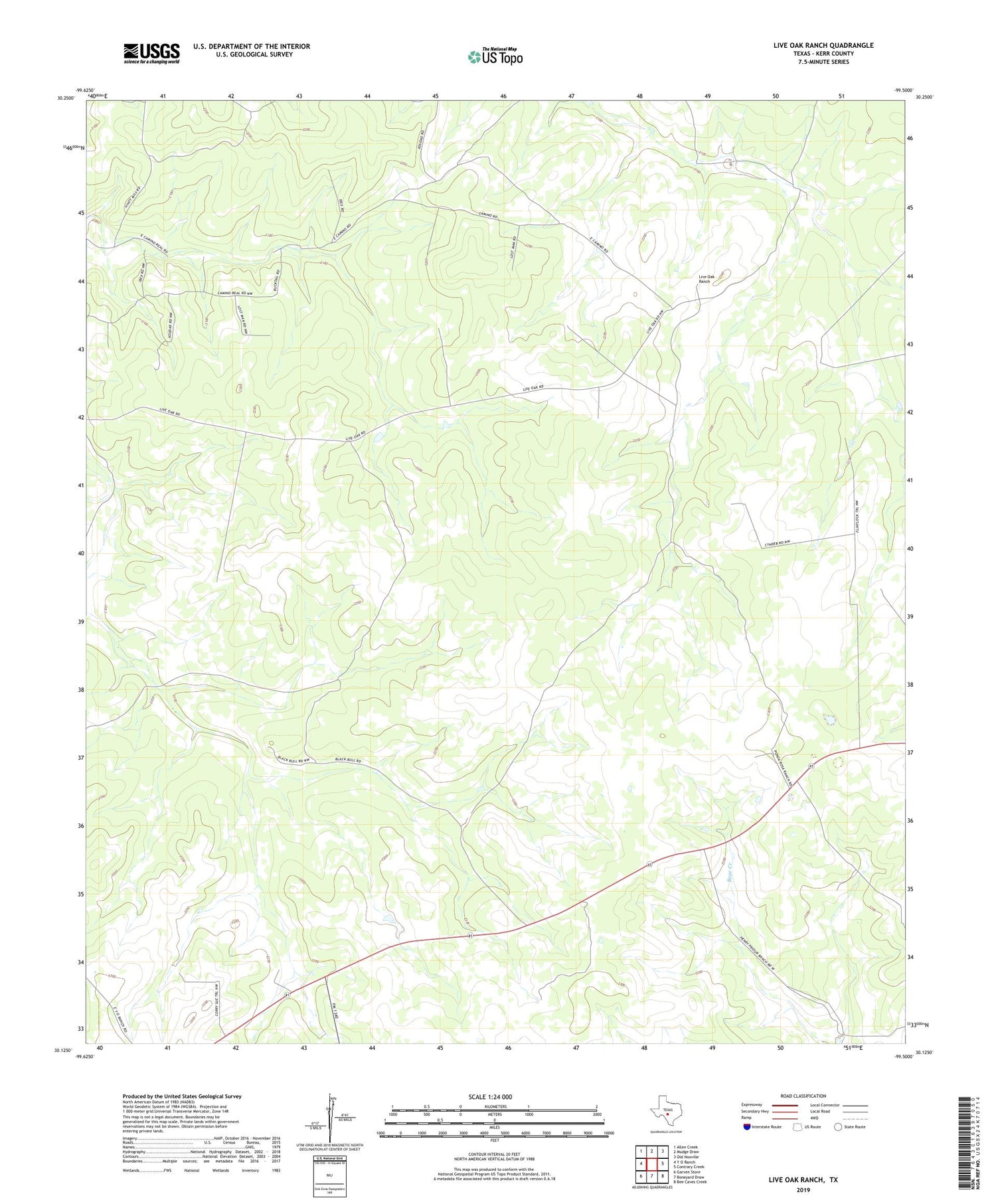 Live Oak Ranch Texas US Topo Map Image