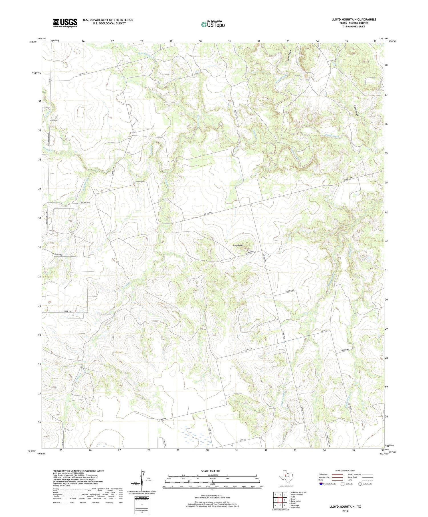 Lloyd Mountain Texas US Topo Map Image