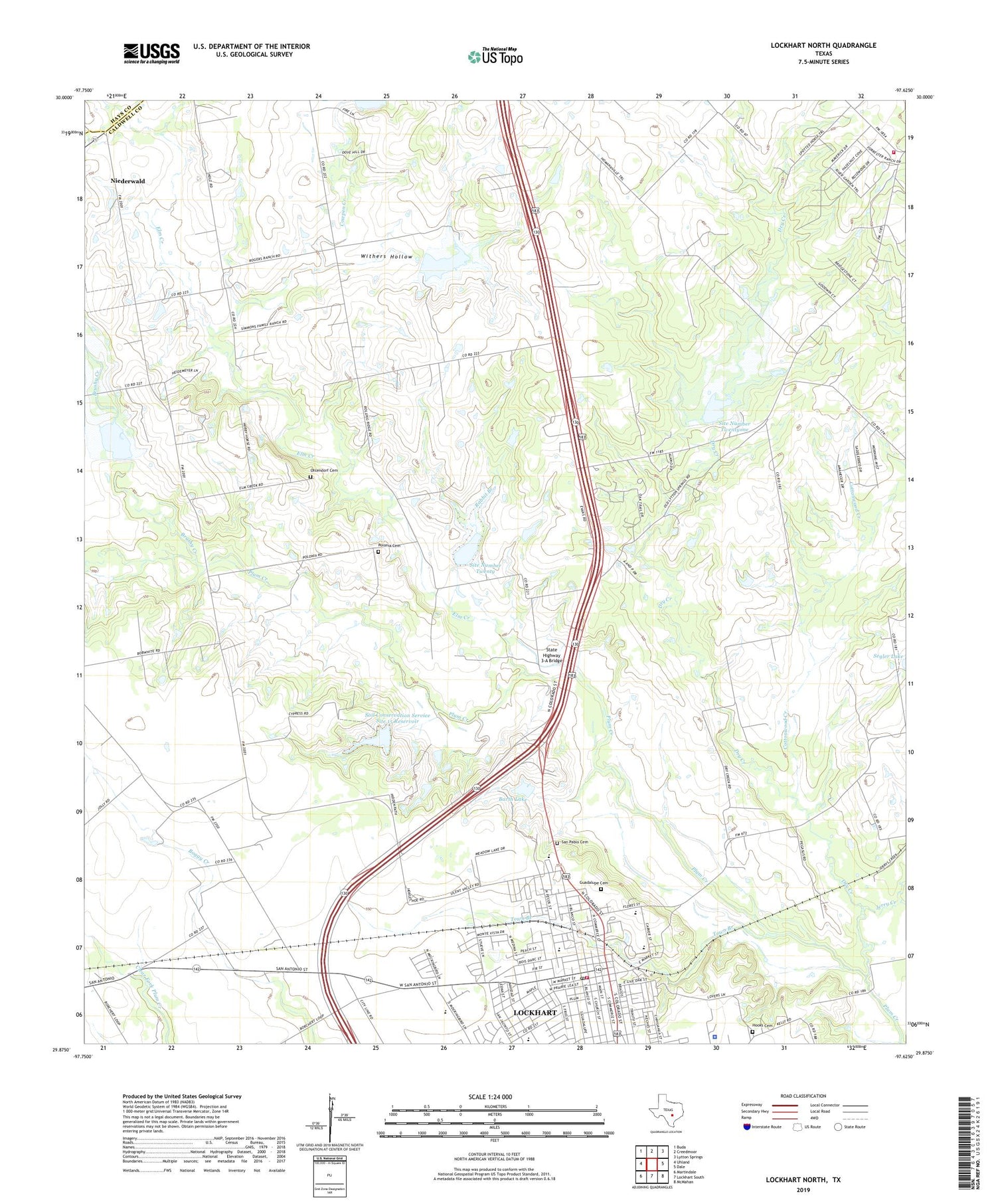 Lockhart North Texas US Topo Map Image