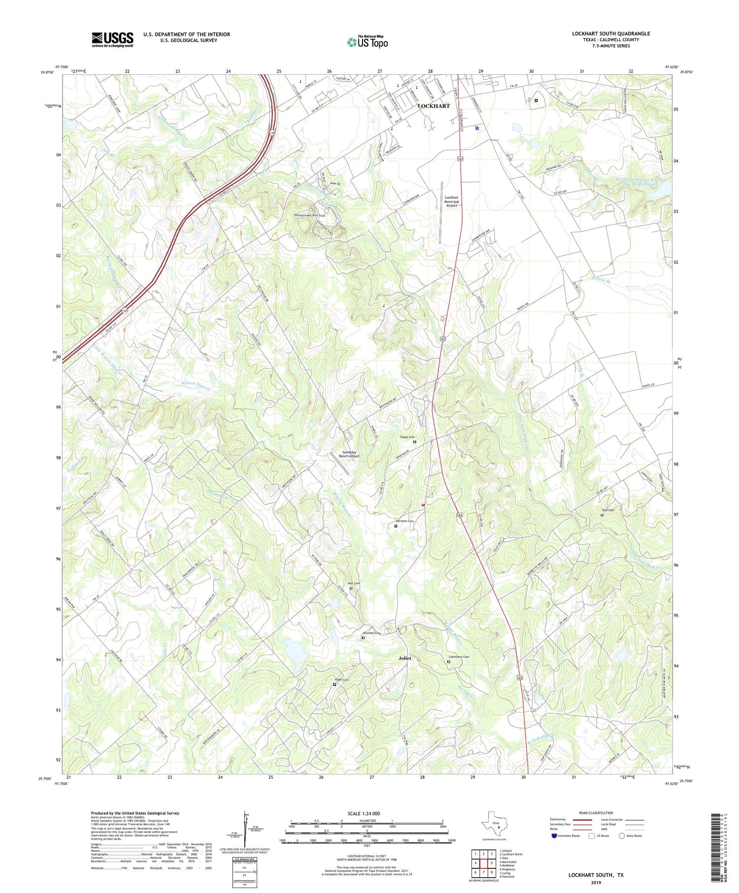Lockhart South Texas US Topo Map Image