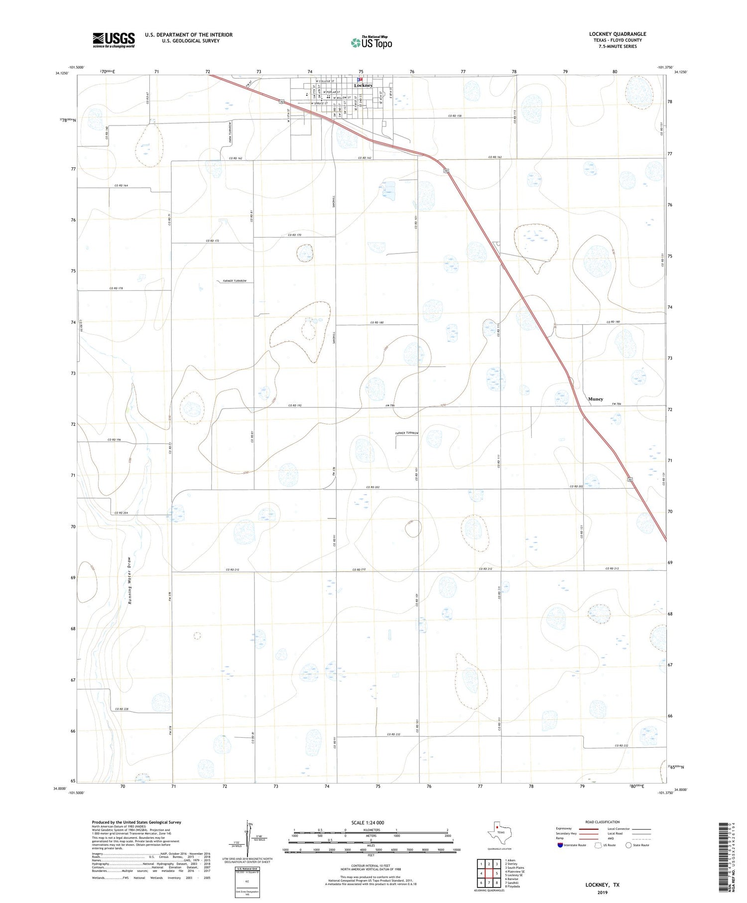 Lockney Texas US Topo Map Image