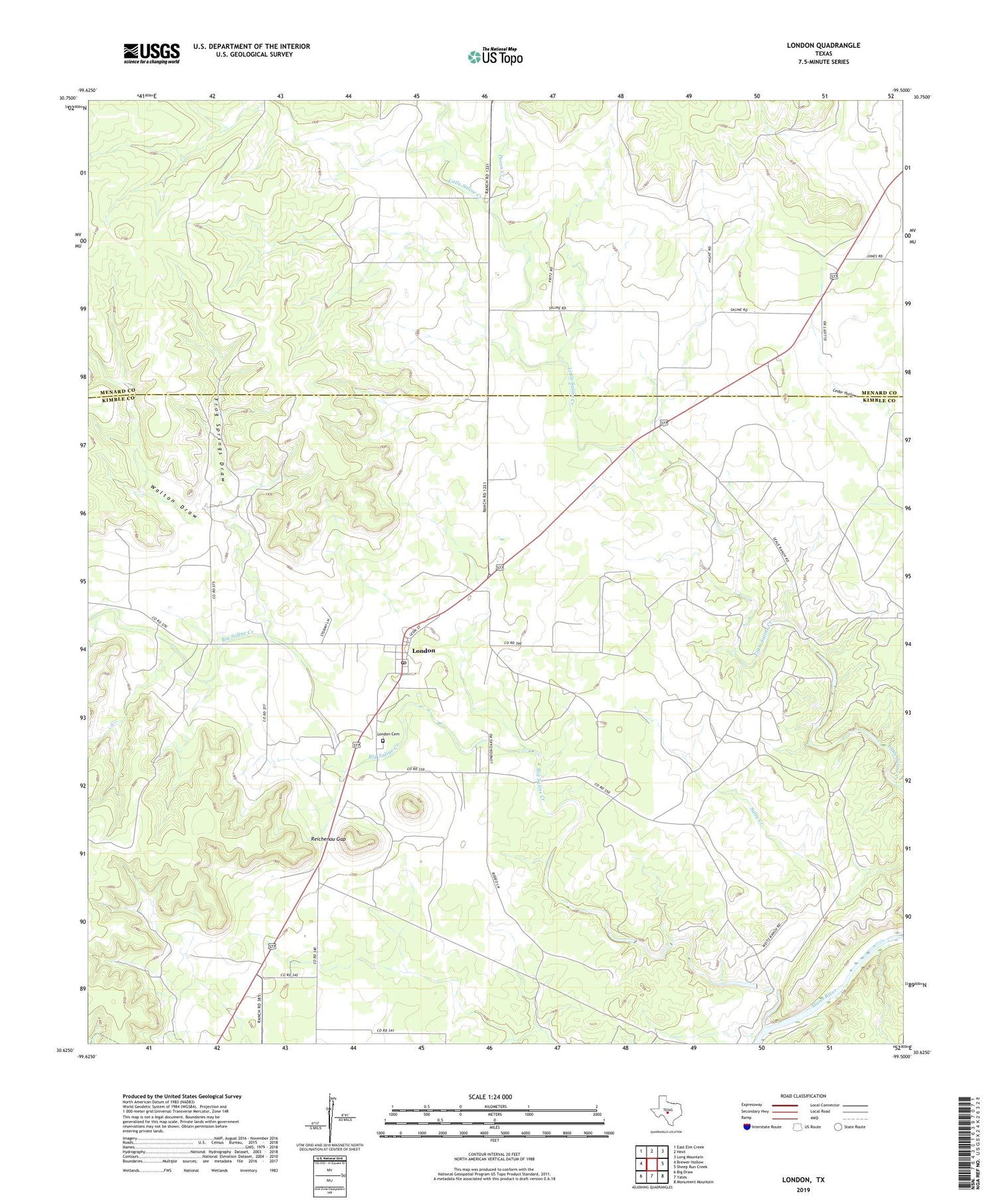 London Texas US Topo Map Image