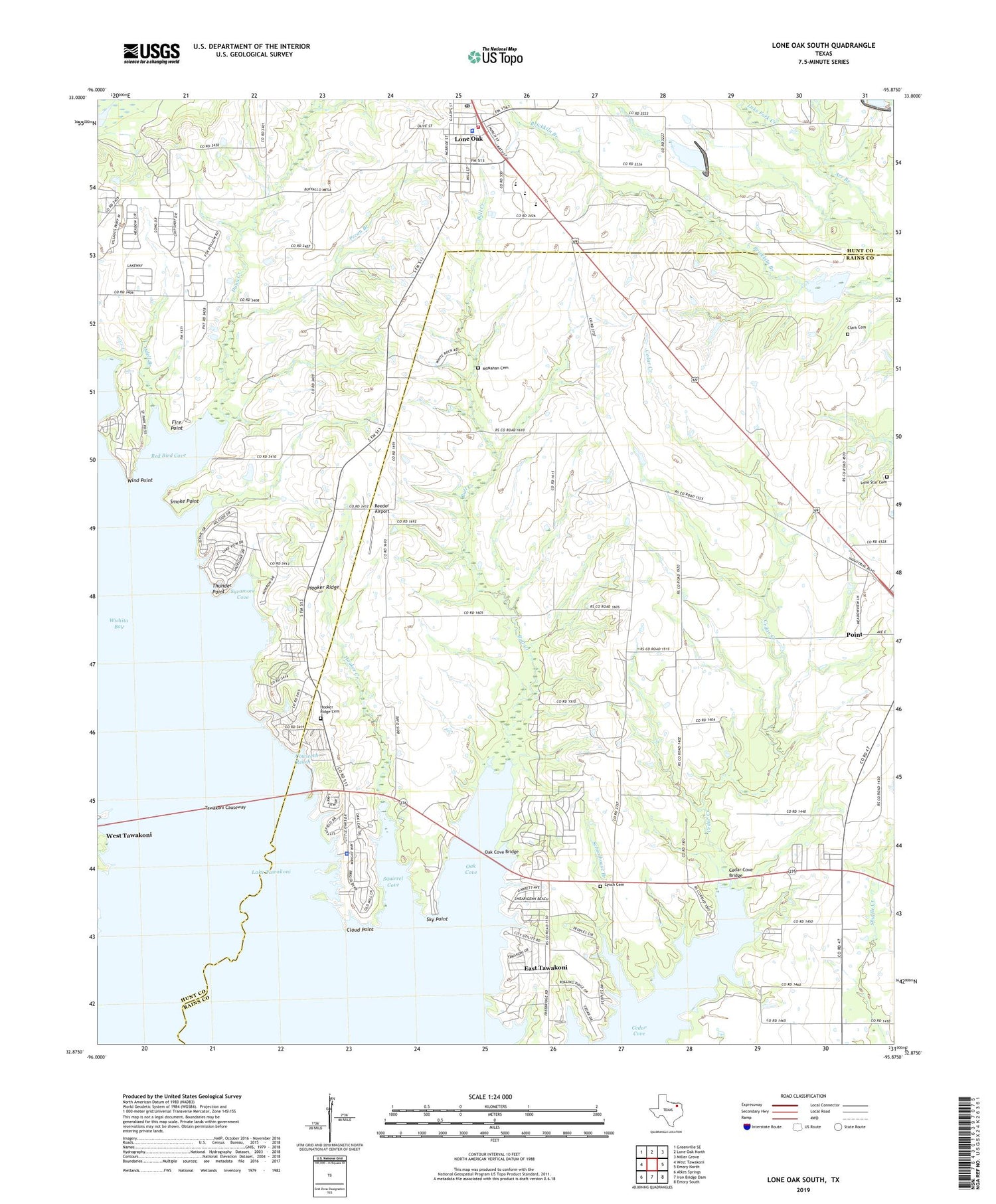 Lone Oak South Texas US Topo Map Image
