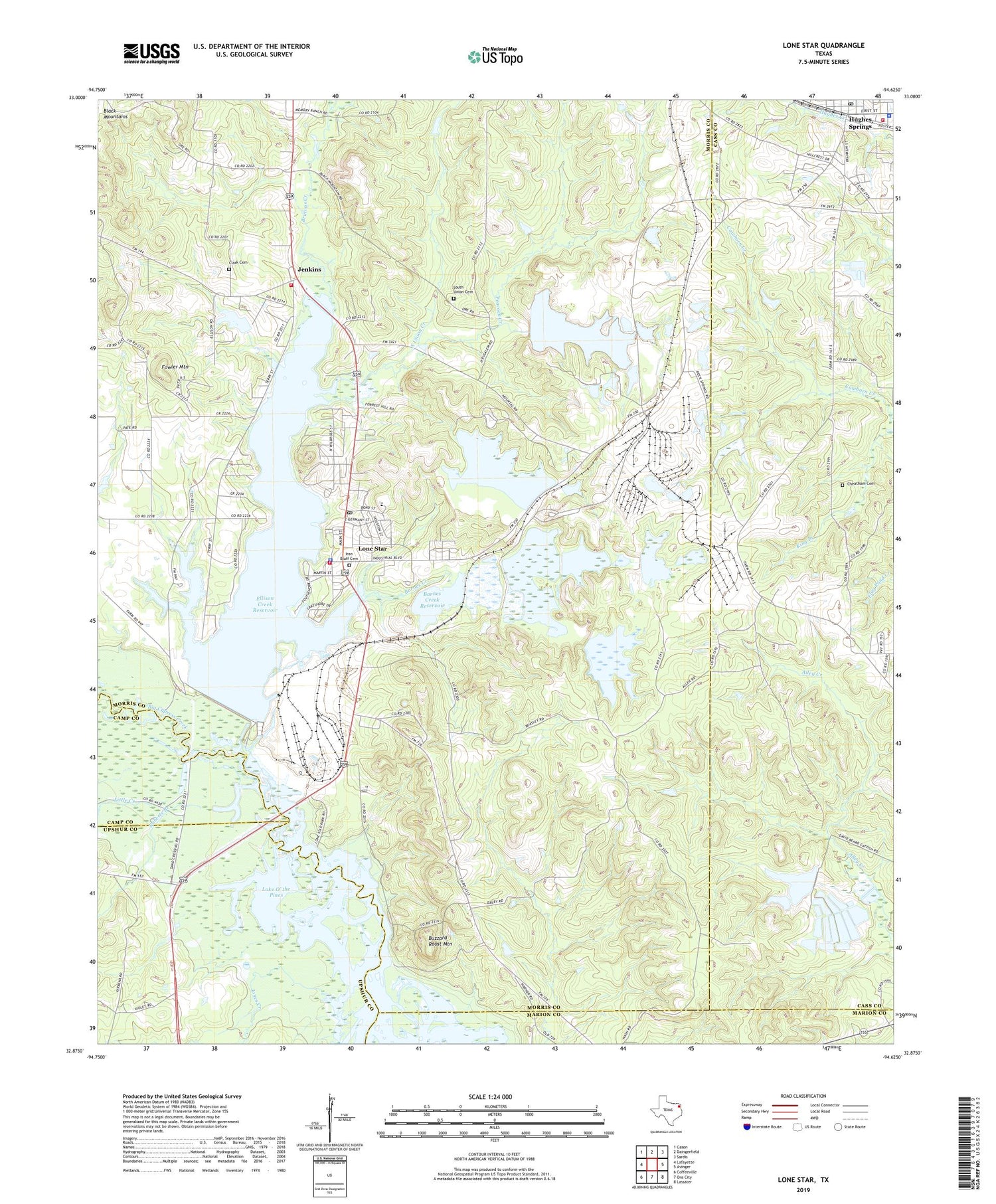 Lone Star Texas US Topo Map Image