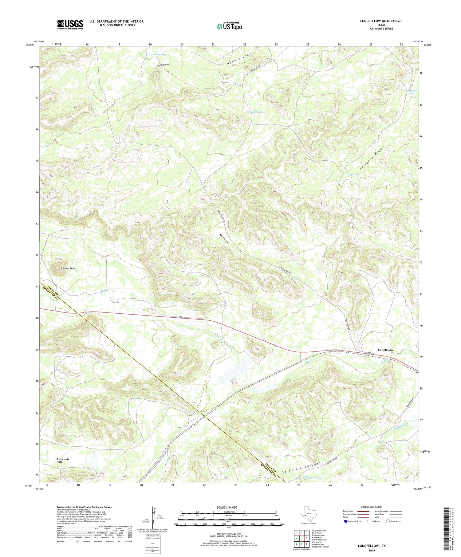 Longfellow Texas US Topo Map Image