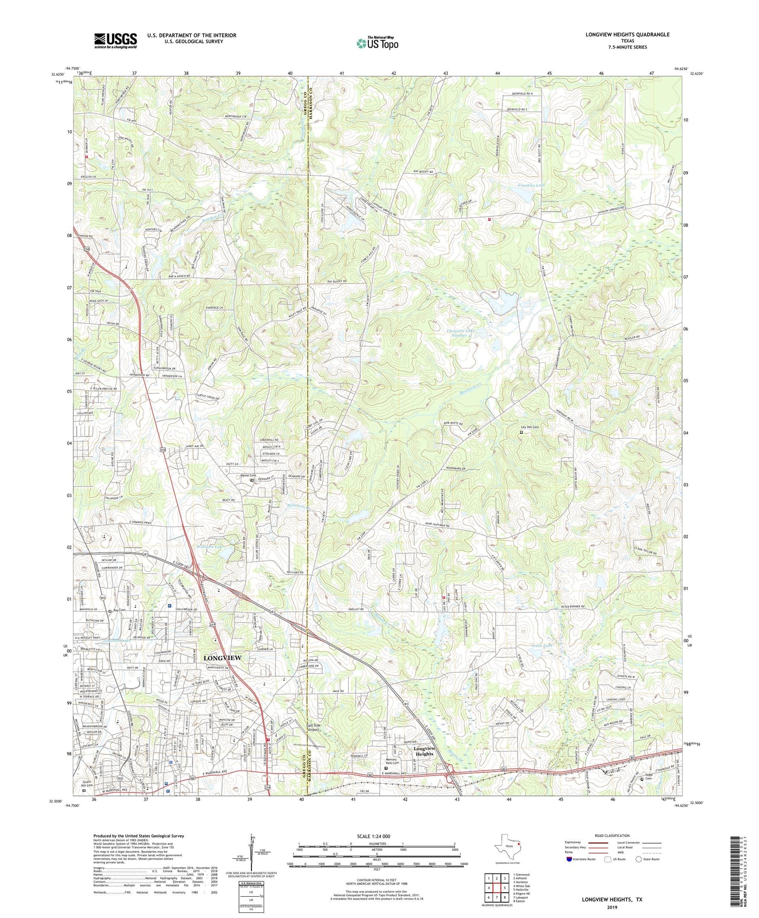 Longview Heights Texas US Topo Map Image