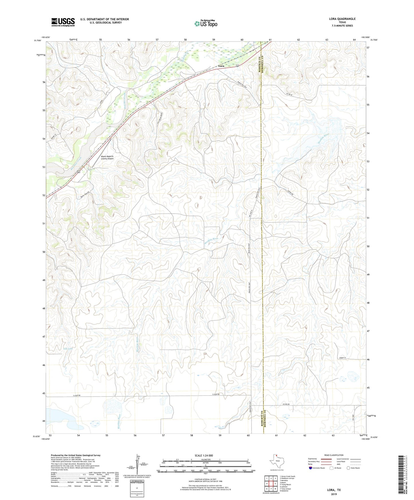 Lora Texas US Topo Map Image
