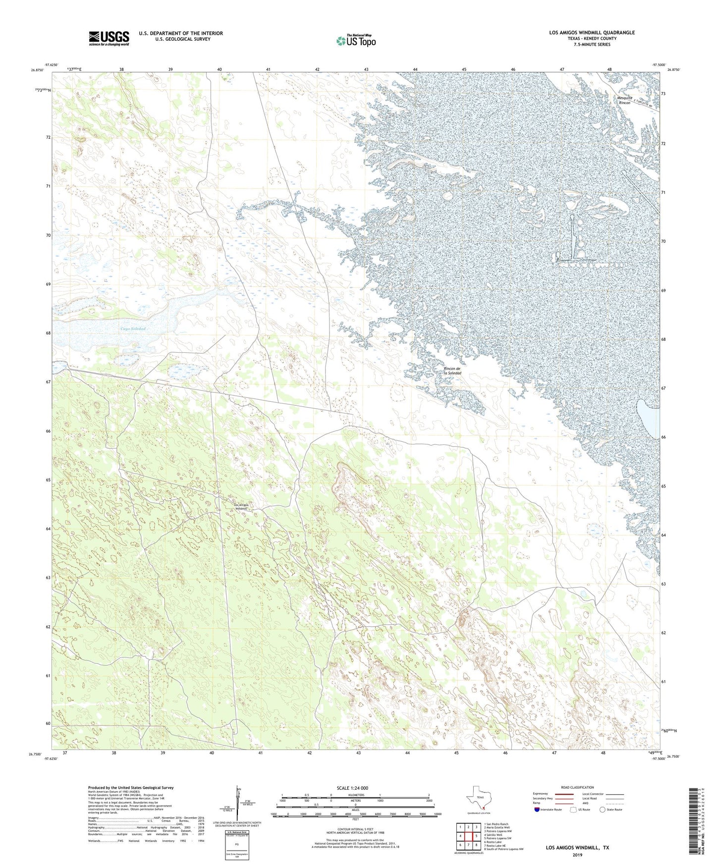 Los Amigos Windmill Texas US Topo Map Image