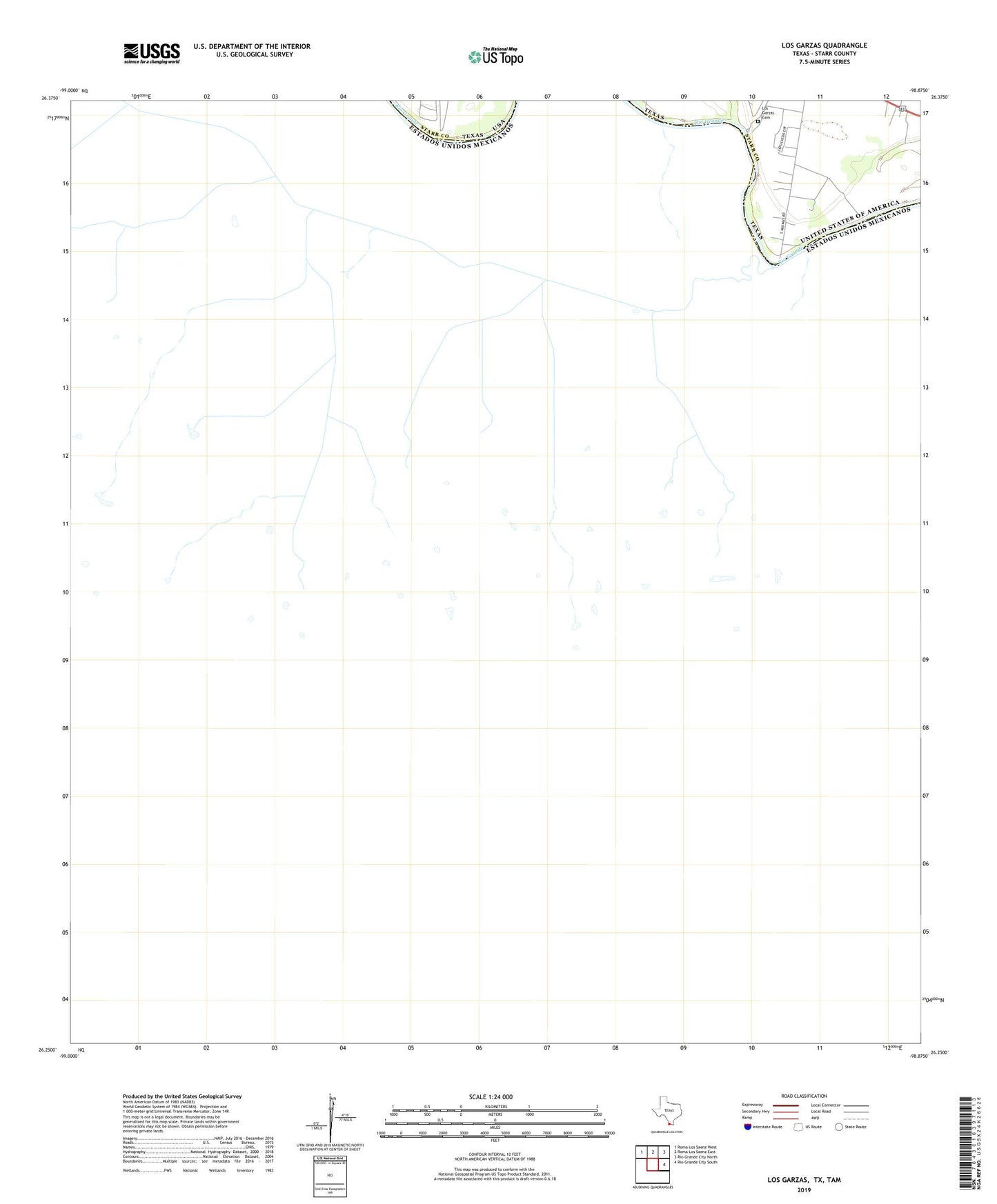 Los Garzas Texas US Topo Map Image