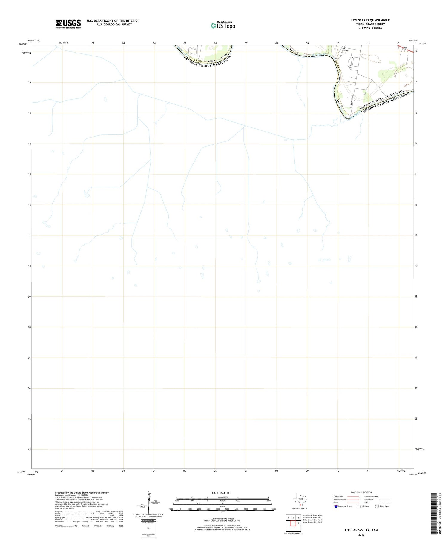 Los Garzas Texas US Topo Map Image