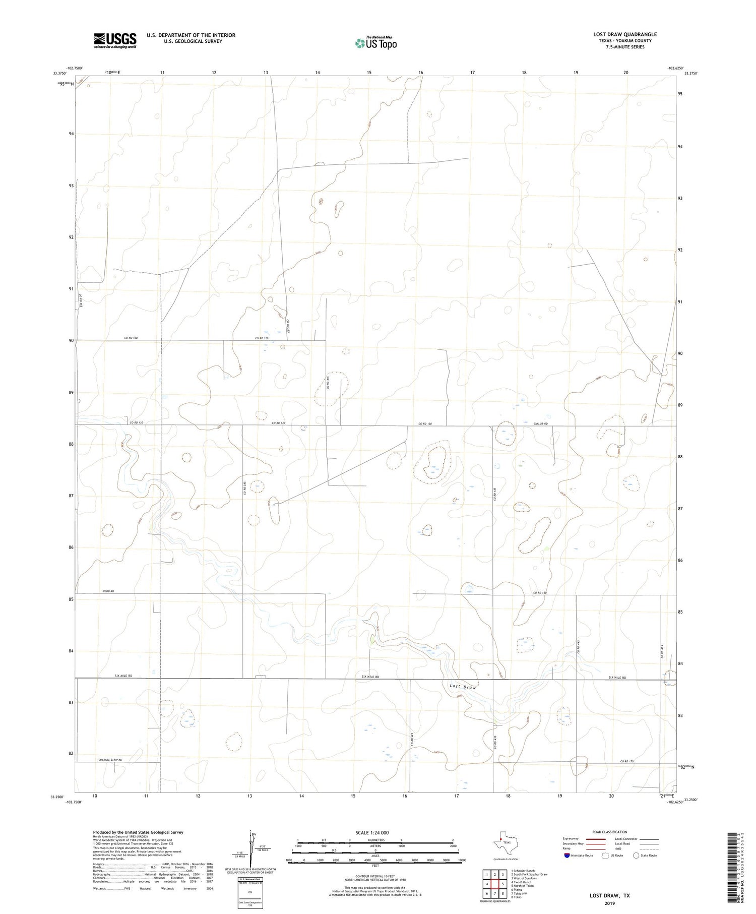 Lost Draw Texas US Topo Map Image